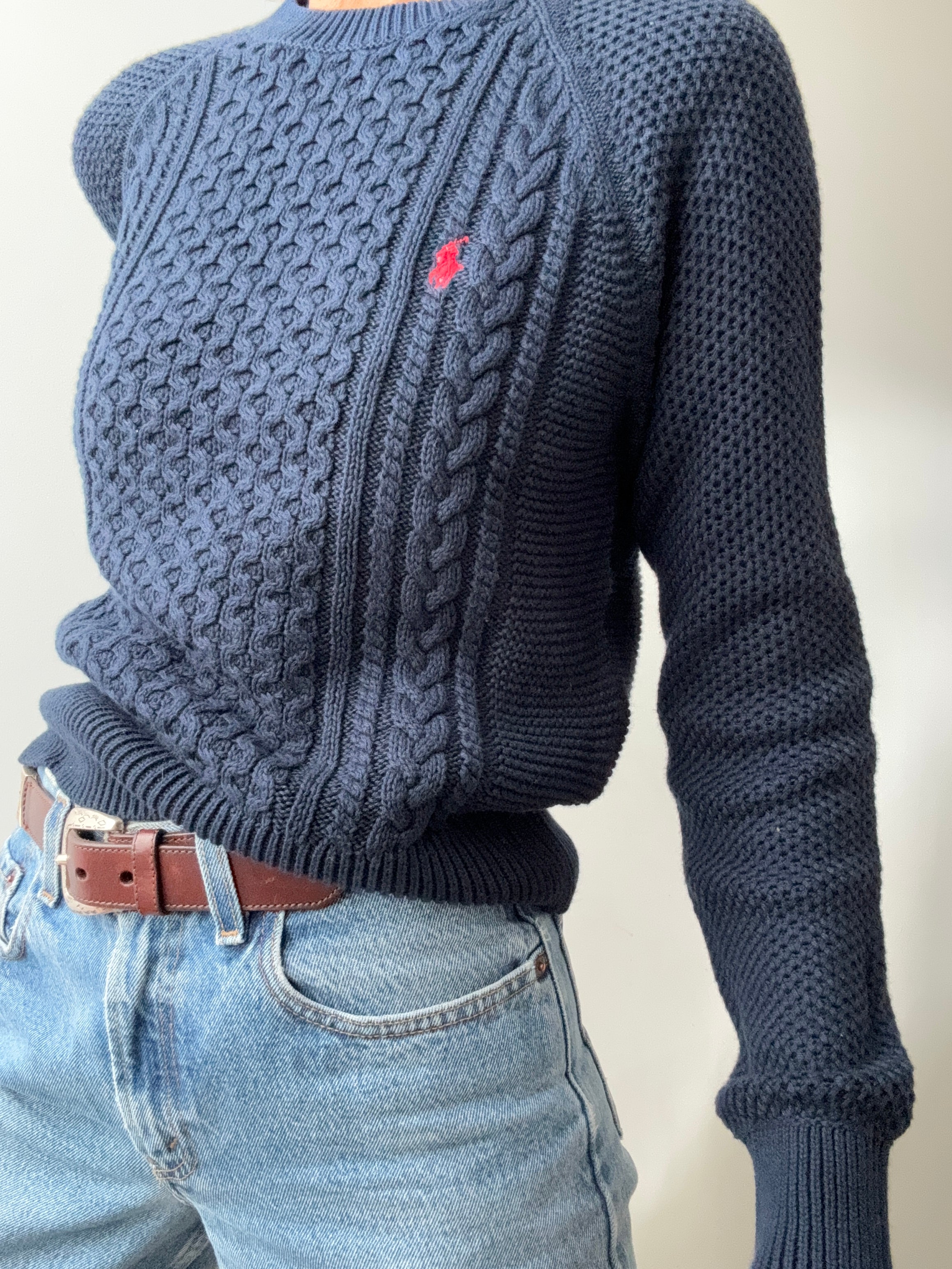 Ralph Lauren Fisherman Cable Knit Navy | Jumpers