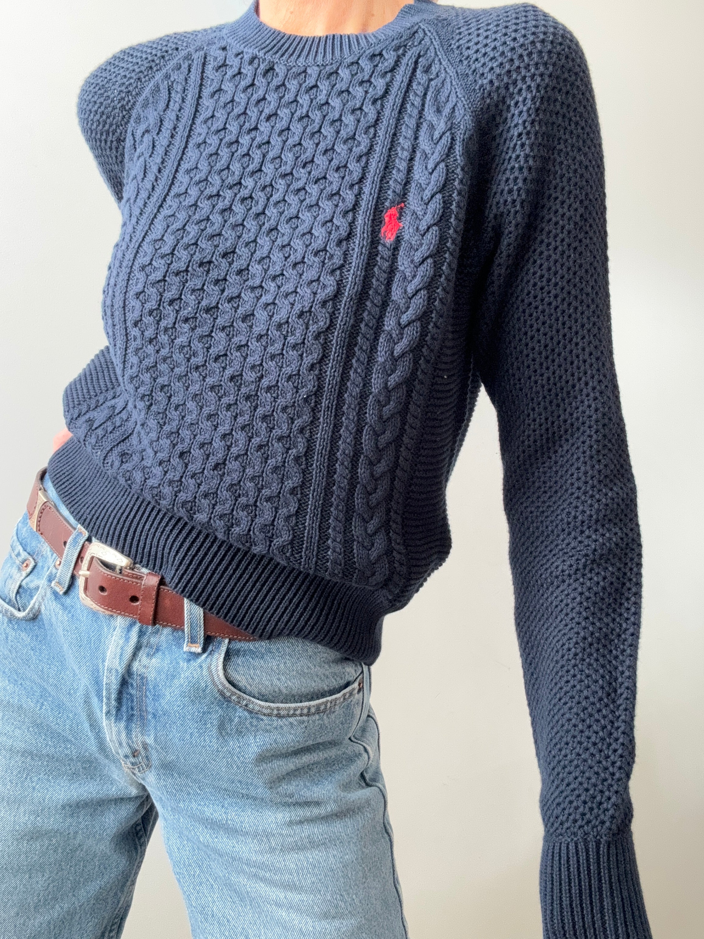 Ralph Lauren Fisherman Cable Knit Navy | Jumpers