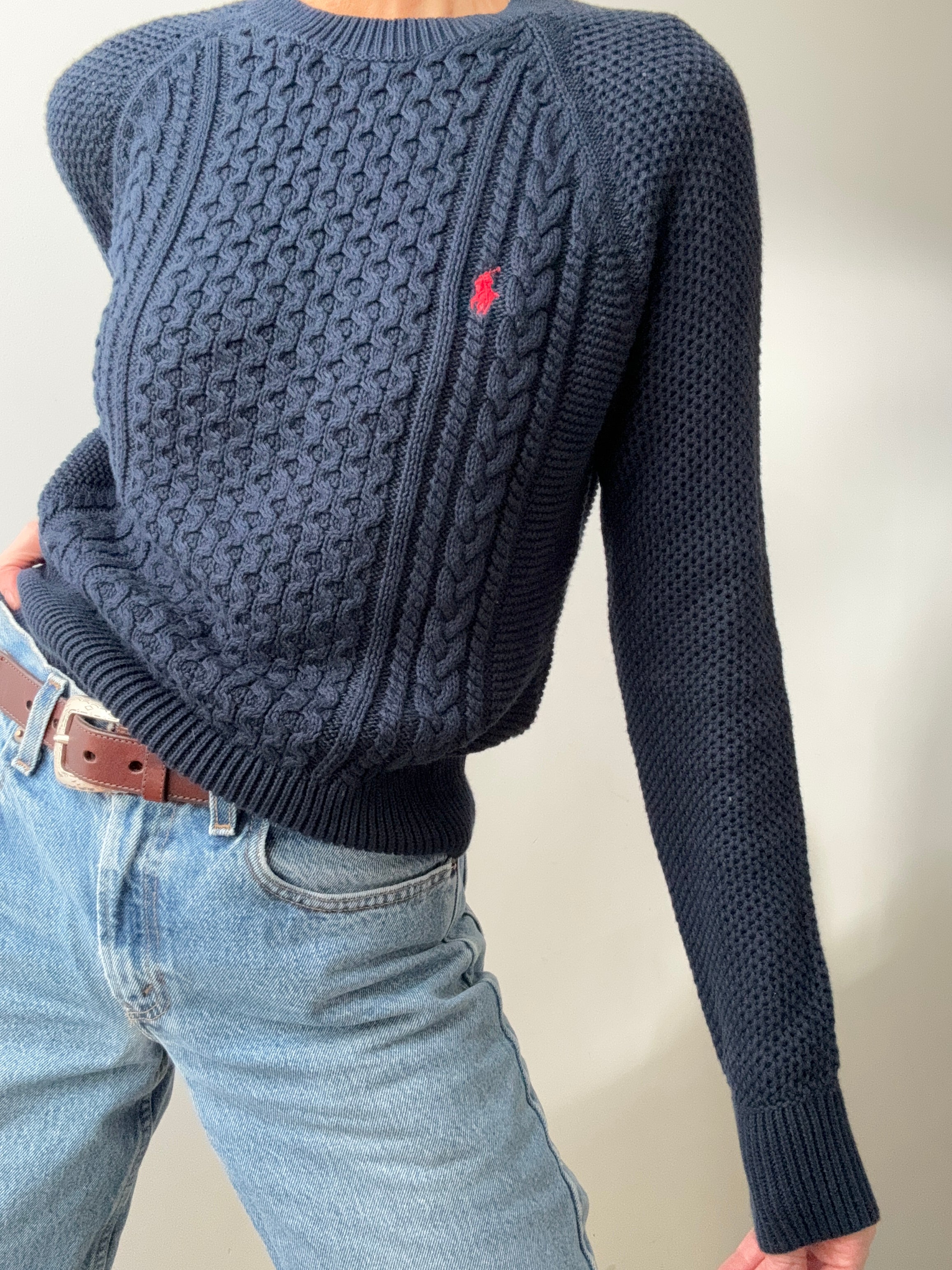 Ralph Lauren Fisherman Cable Knit Navy | Jumpers