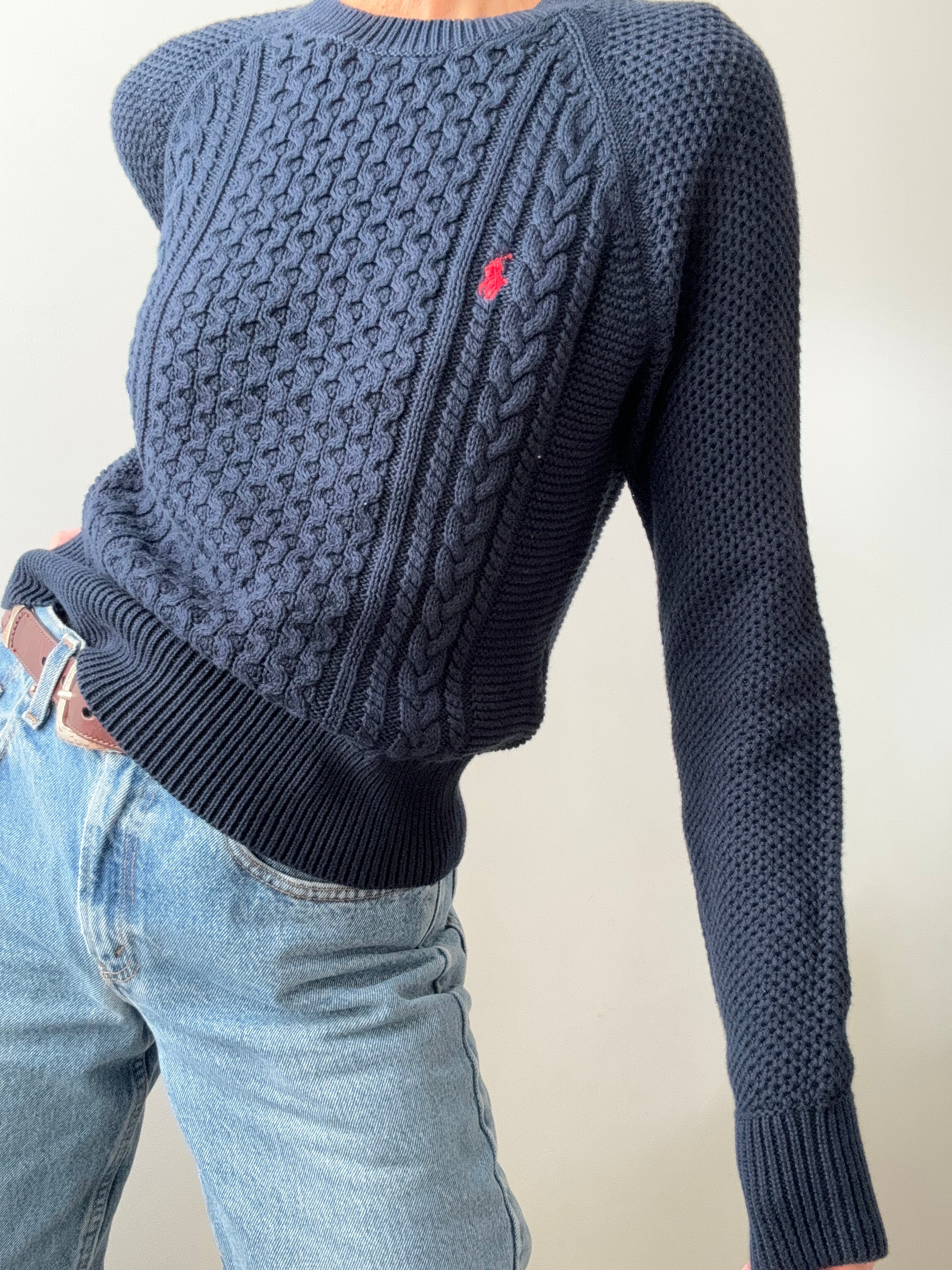 Ralph Lauren Fisherman Cable Knit Navy | Jumpers
