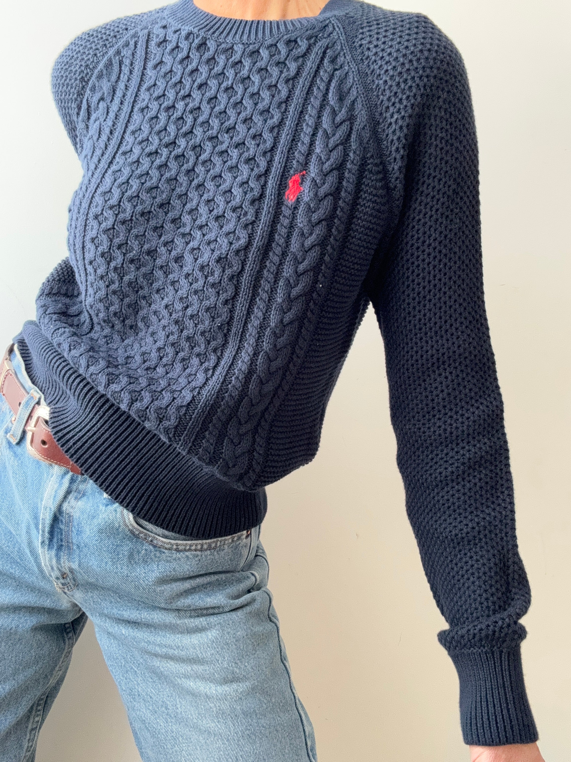 Ralph Lauren Fisherman Cable Knit Navy | Jumpers