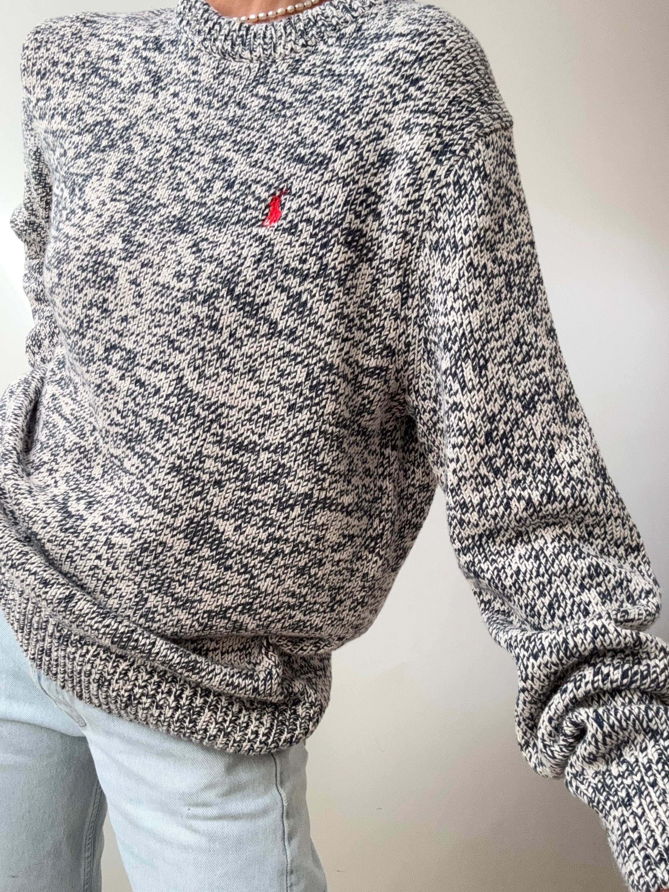 Ralph Lauren Navy White Mix Knit | Jumpers