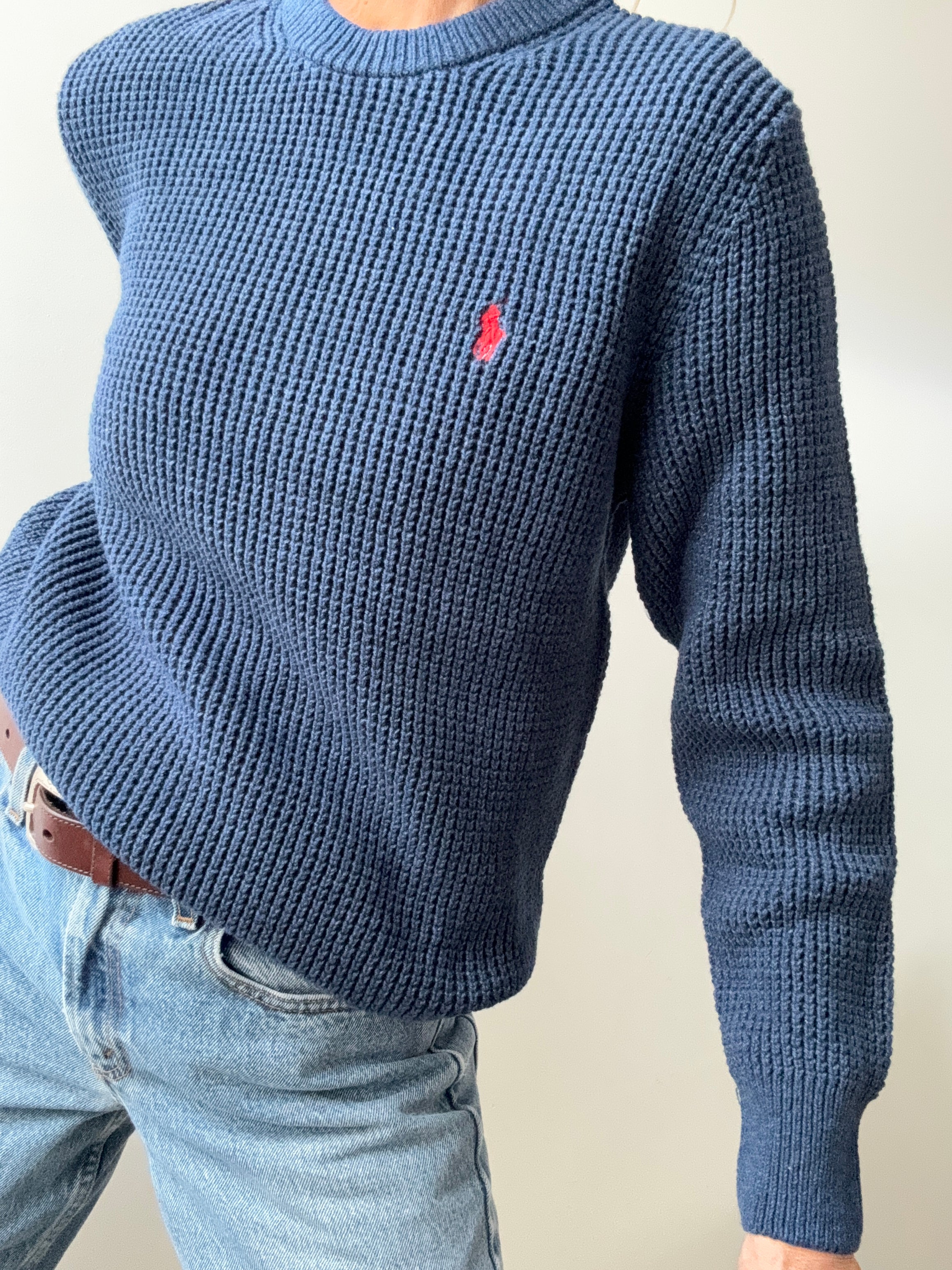 Ralph Lauren Polo Waffle Knit Blue | Jumpers