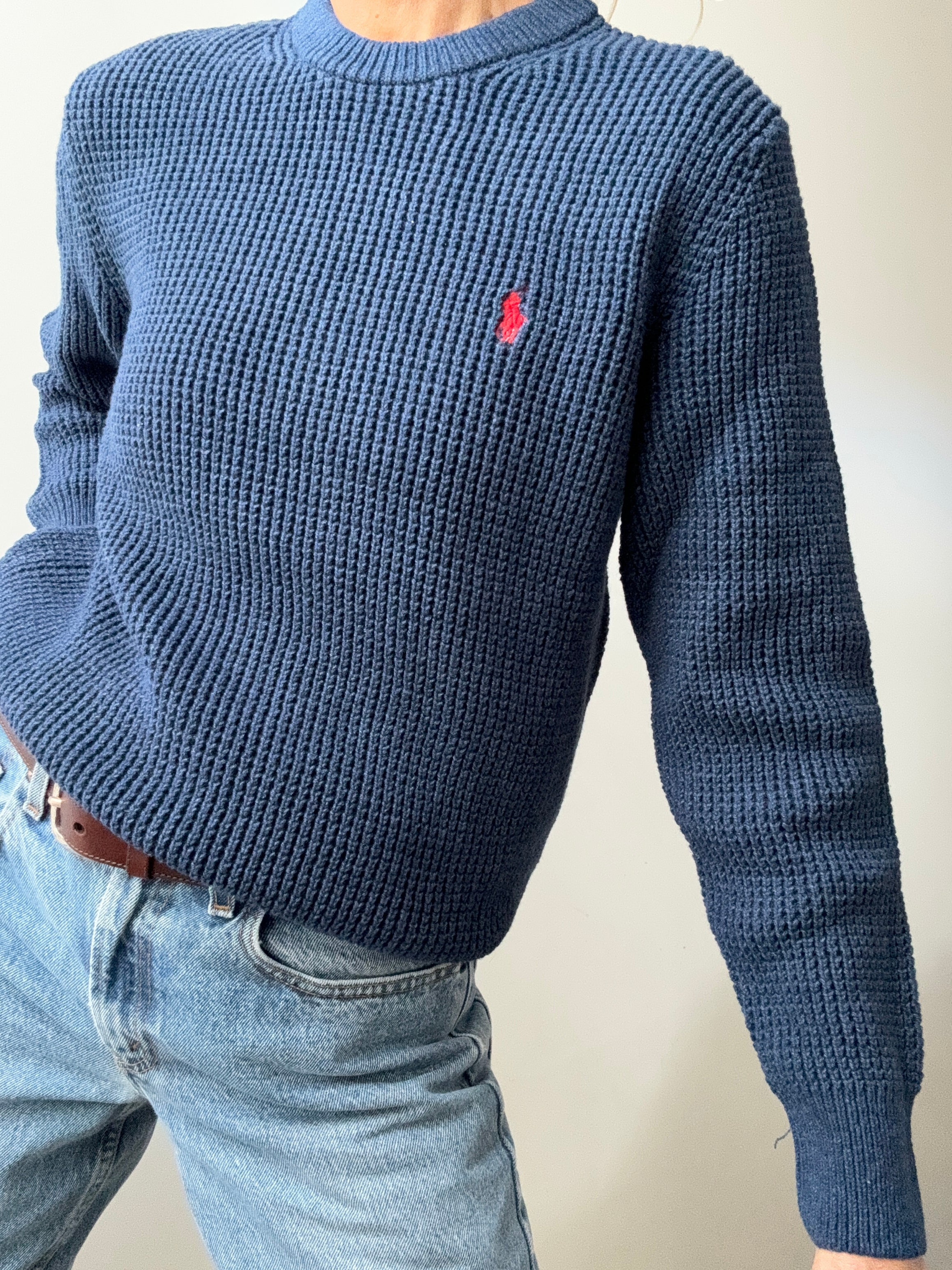 Ralph Lauren Polo Waffle Knit Blue | Jumpers