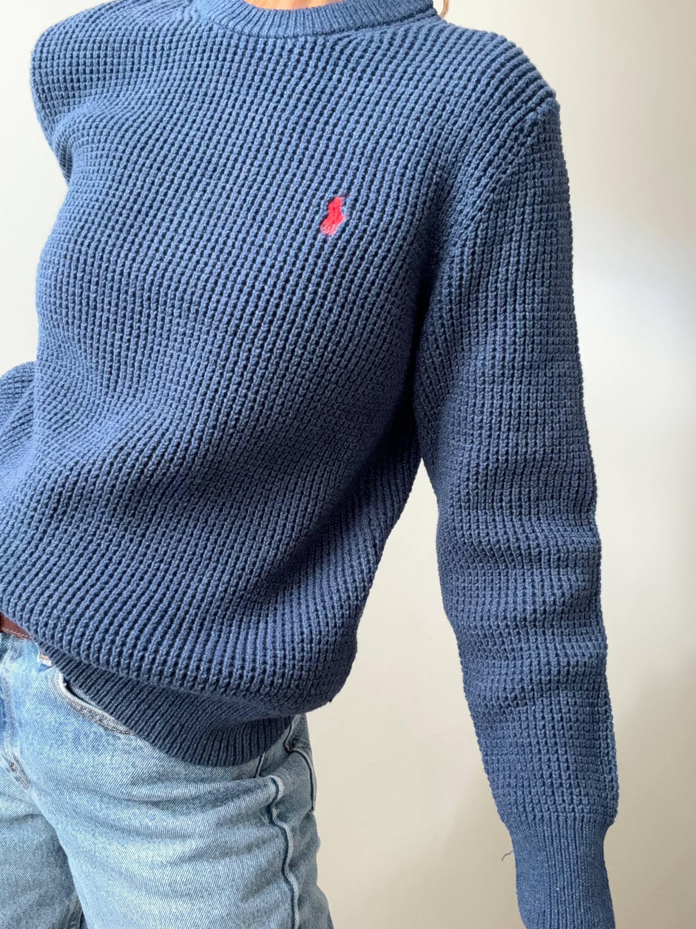 Ralph Lauren Polo Waffle Knit Blue | Jumpers