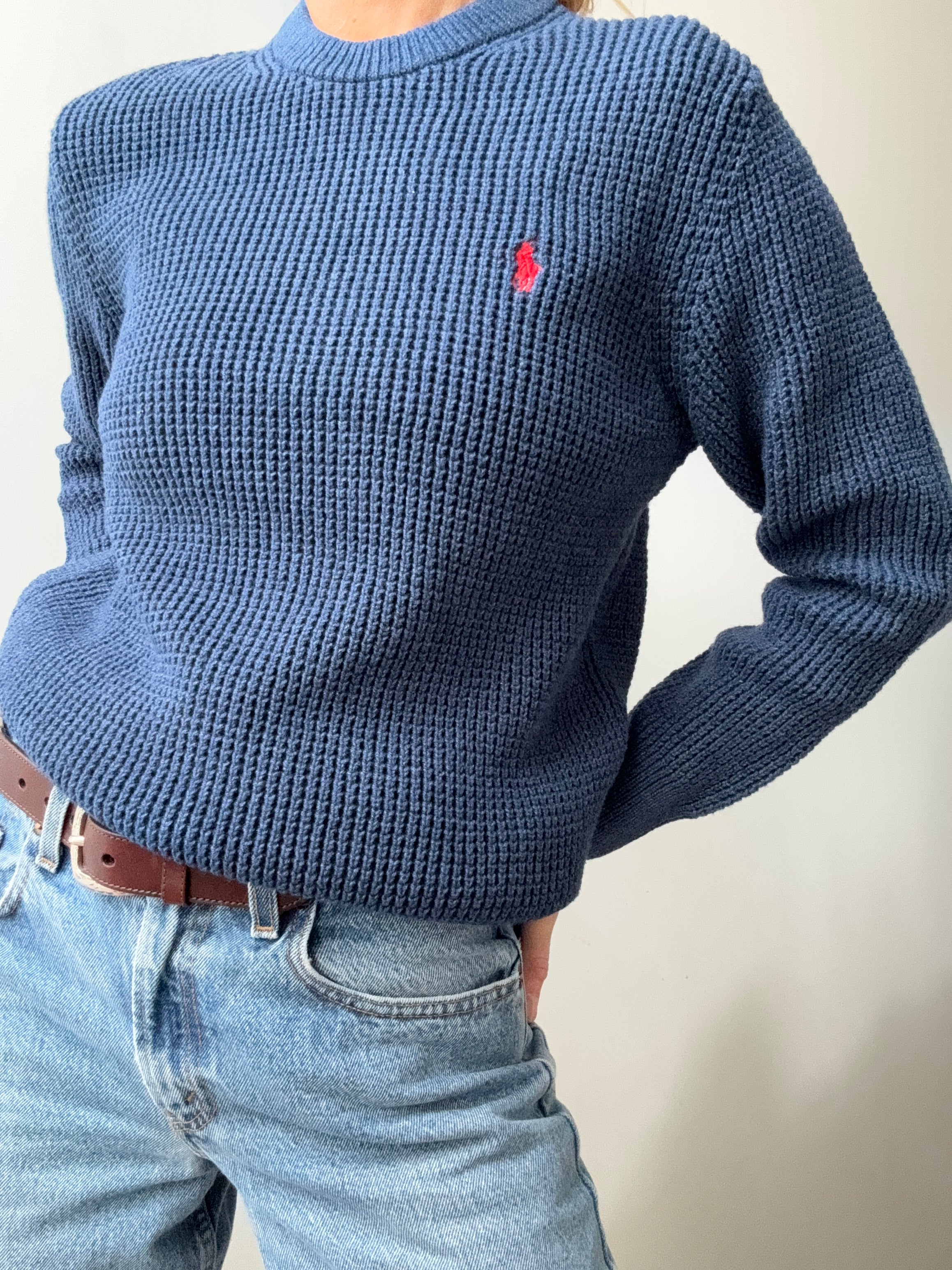 Ralph Lauren Polo Waffle Knit Blue | Jumpers