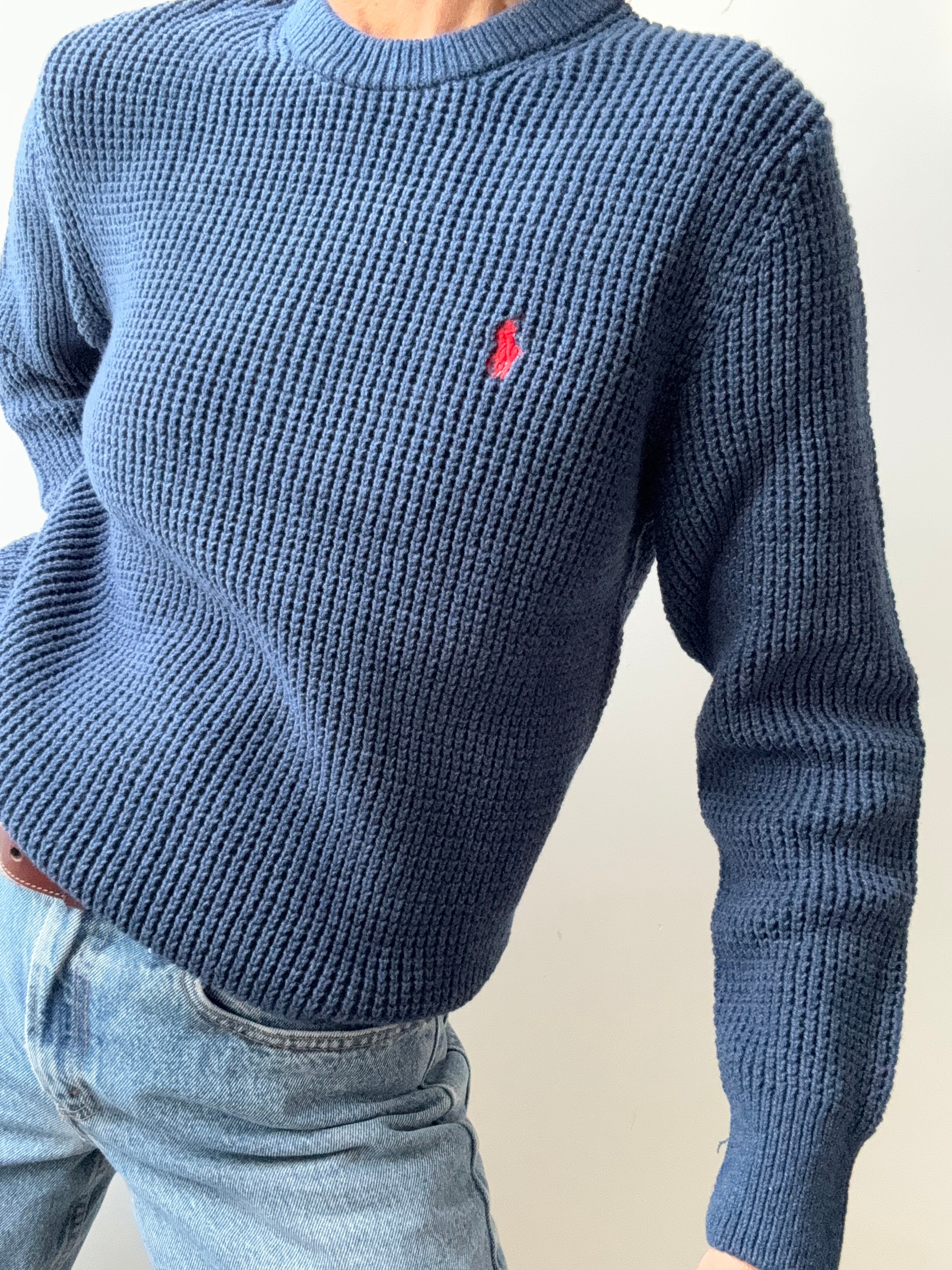 Ralph Lauren Polo Waffle Knit Blue | Jumpers
