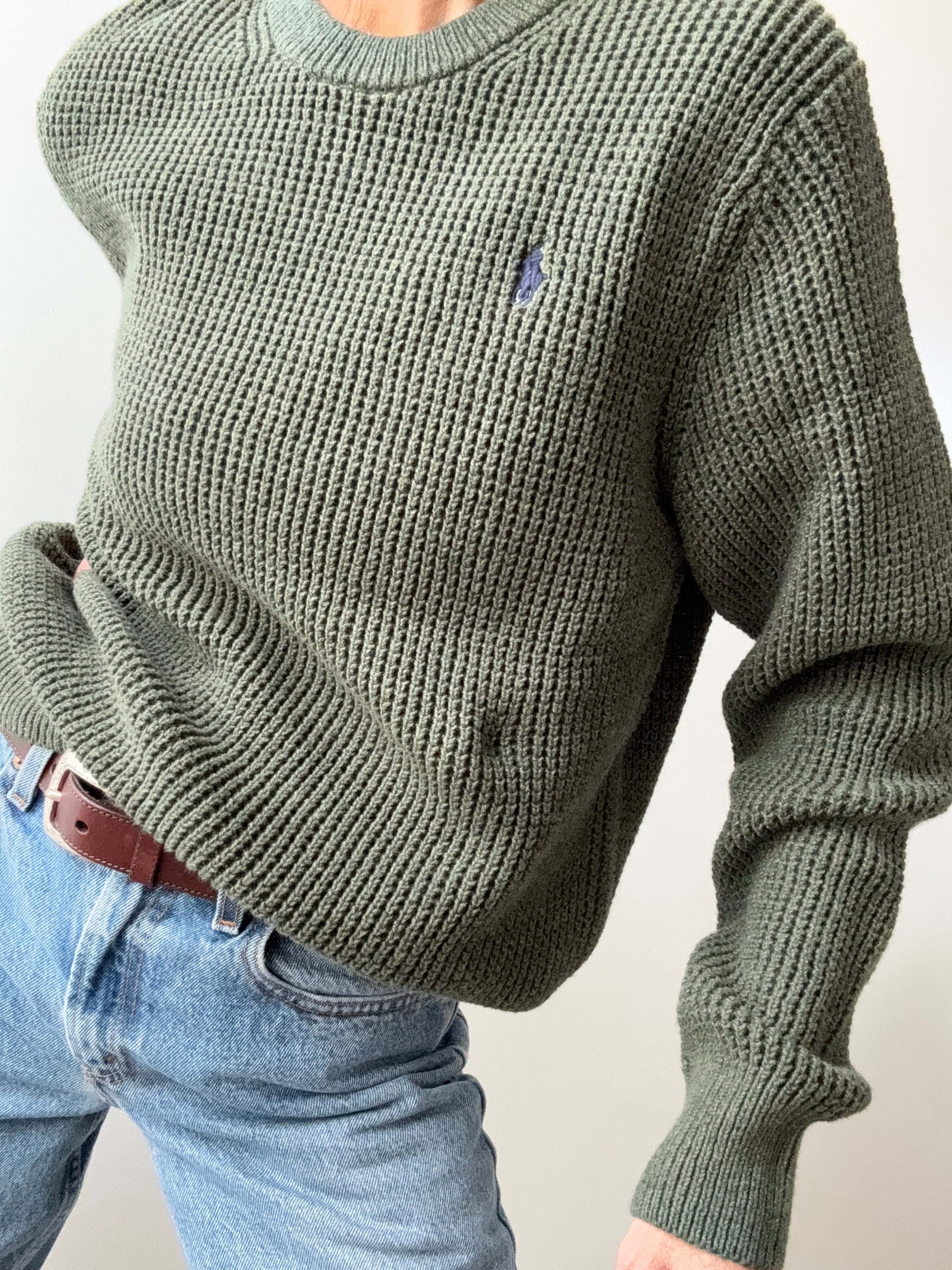 Ralph Lauren Polo Waffle Knit Green | Jumpers