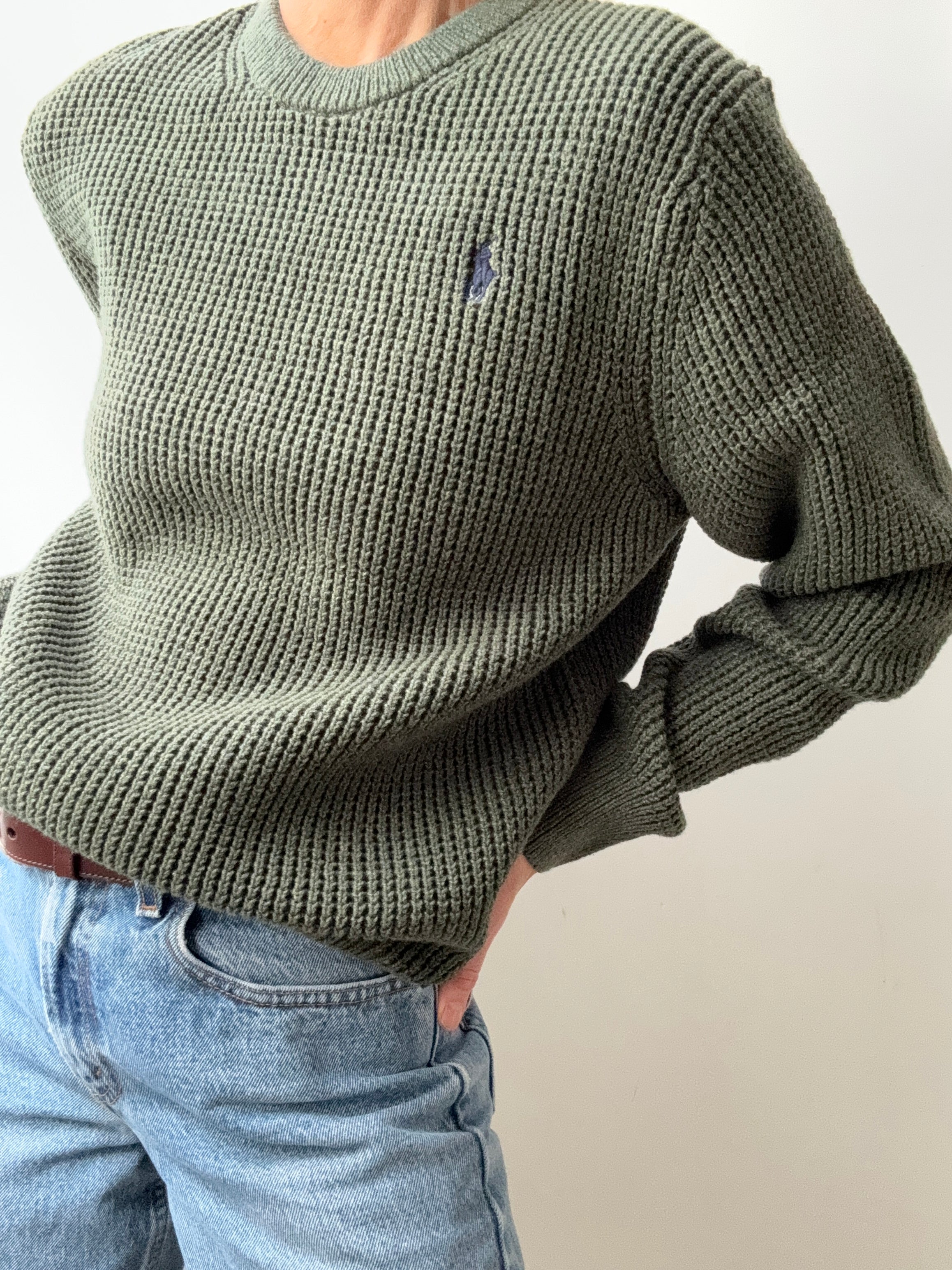 Ralph Lauren Polo Waffle Knit Green | Jumpers