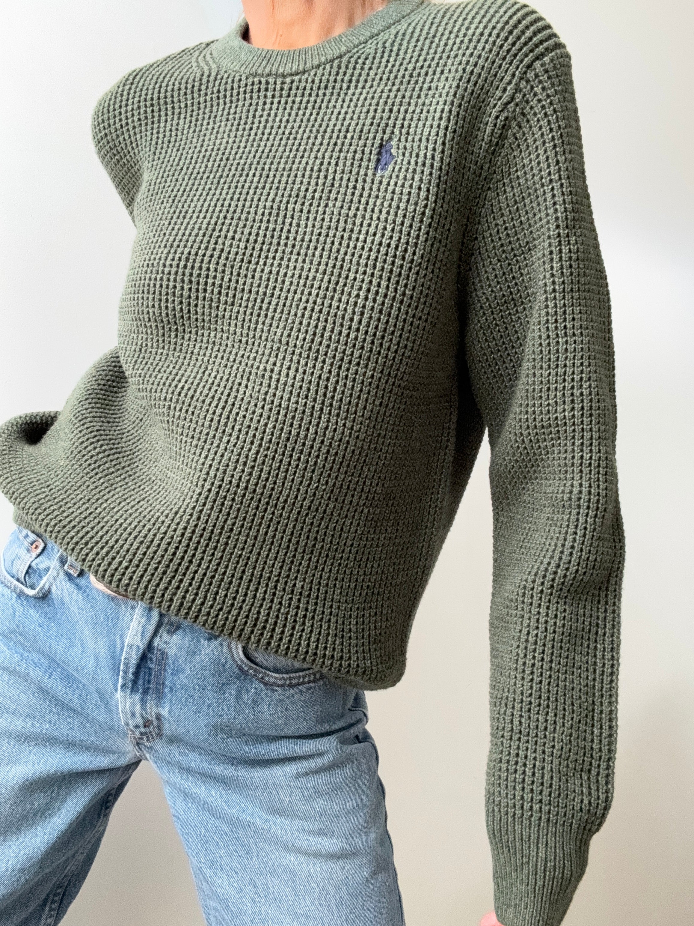 Ralph Lauren Polo Waffle Knit Green | Jumpers