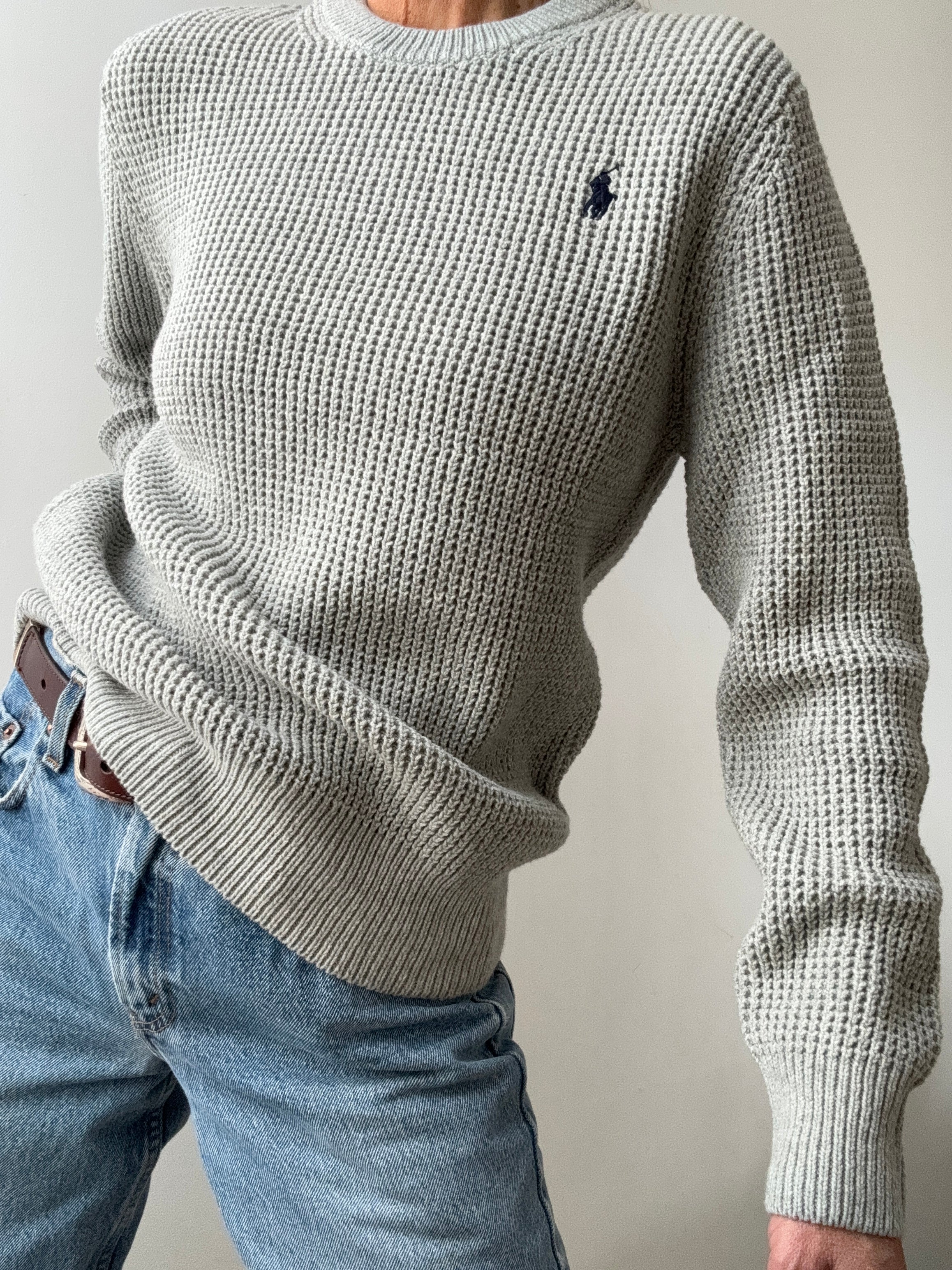 Ralph Lauren Polo Waffle Knit Grey | Jumpers