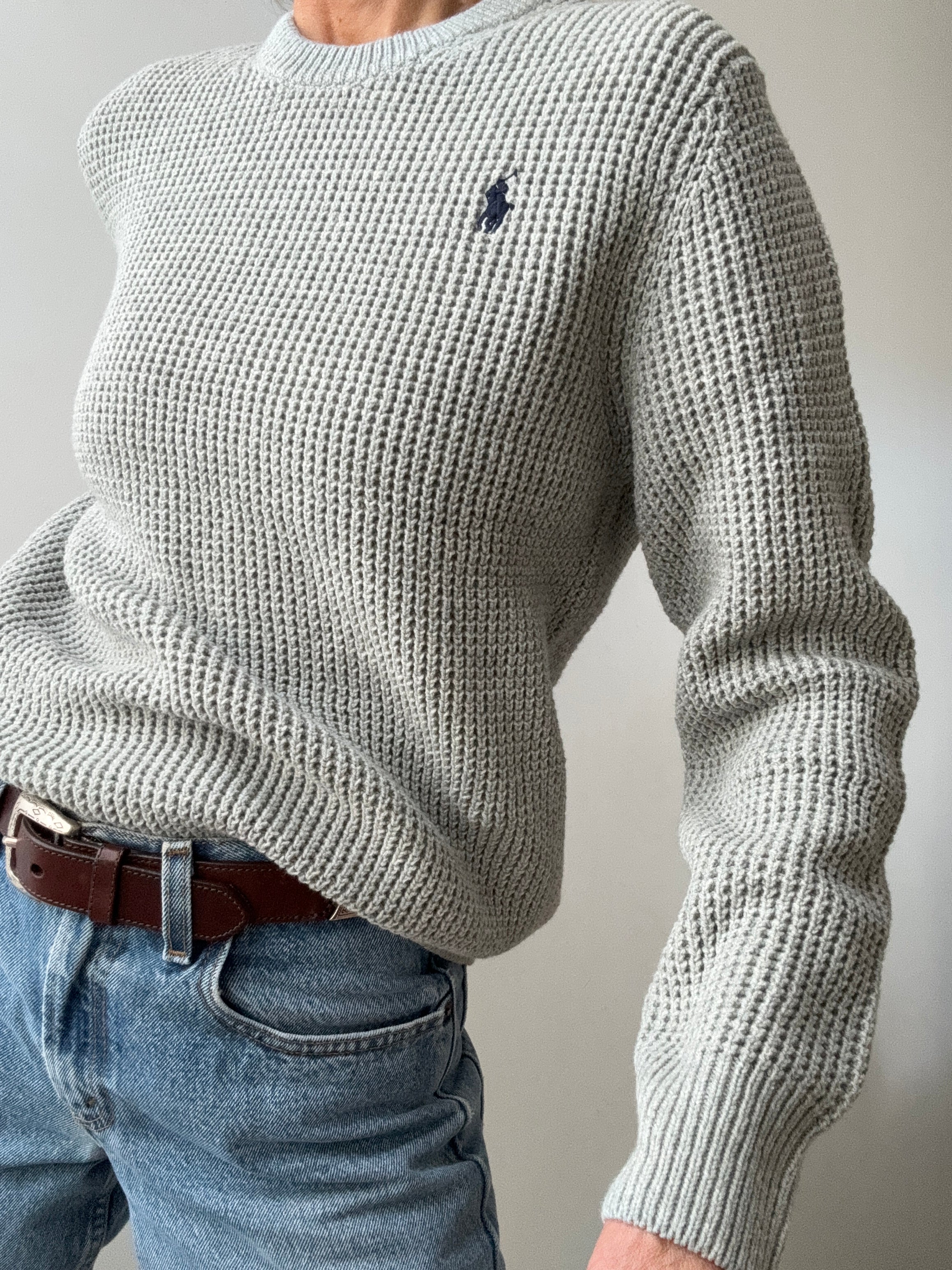 Ralph Lauren Polo Waffle Knit Grey | Jumpers