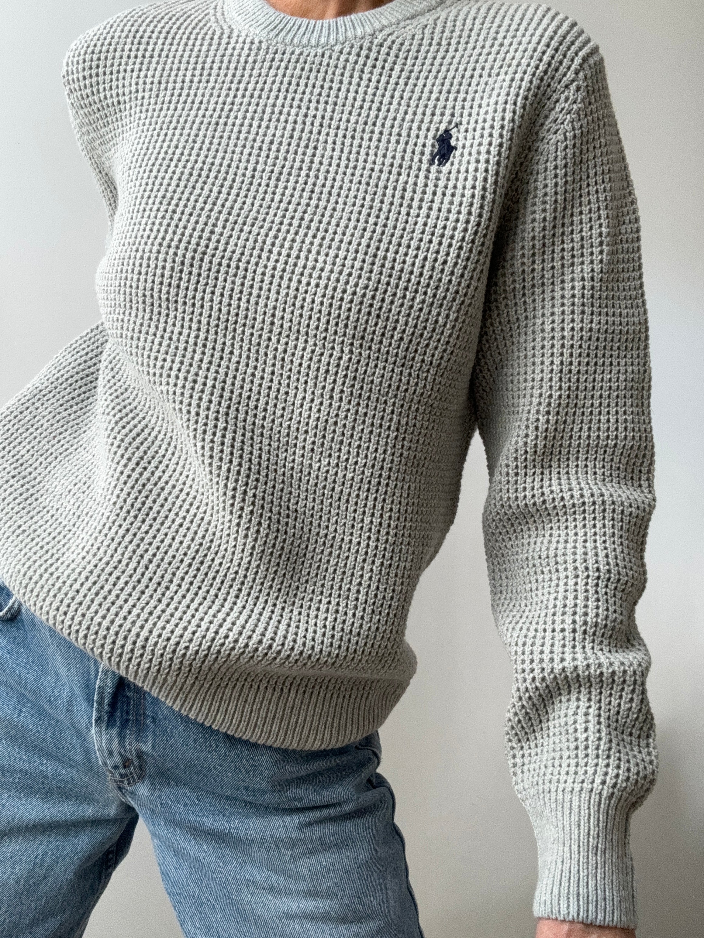 Ralph Lauren Polo Waffle Knit Grey | Jumpers