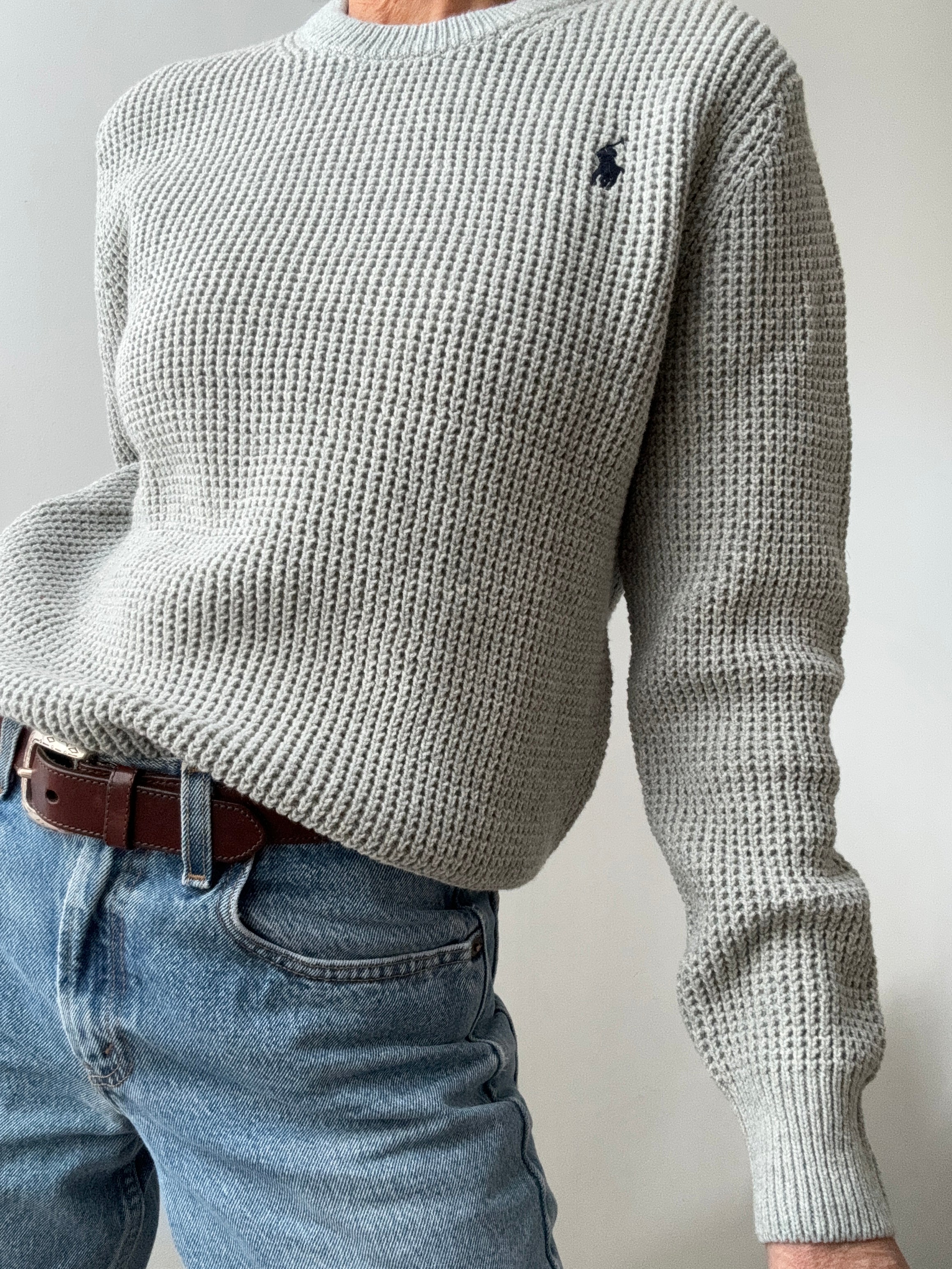 Ralph Lauren Polo Waffle Knit Grey | Jumpers