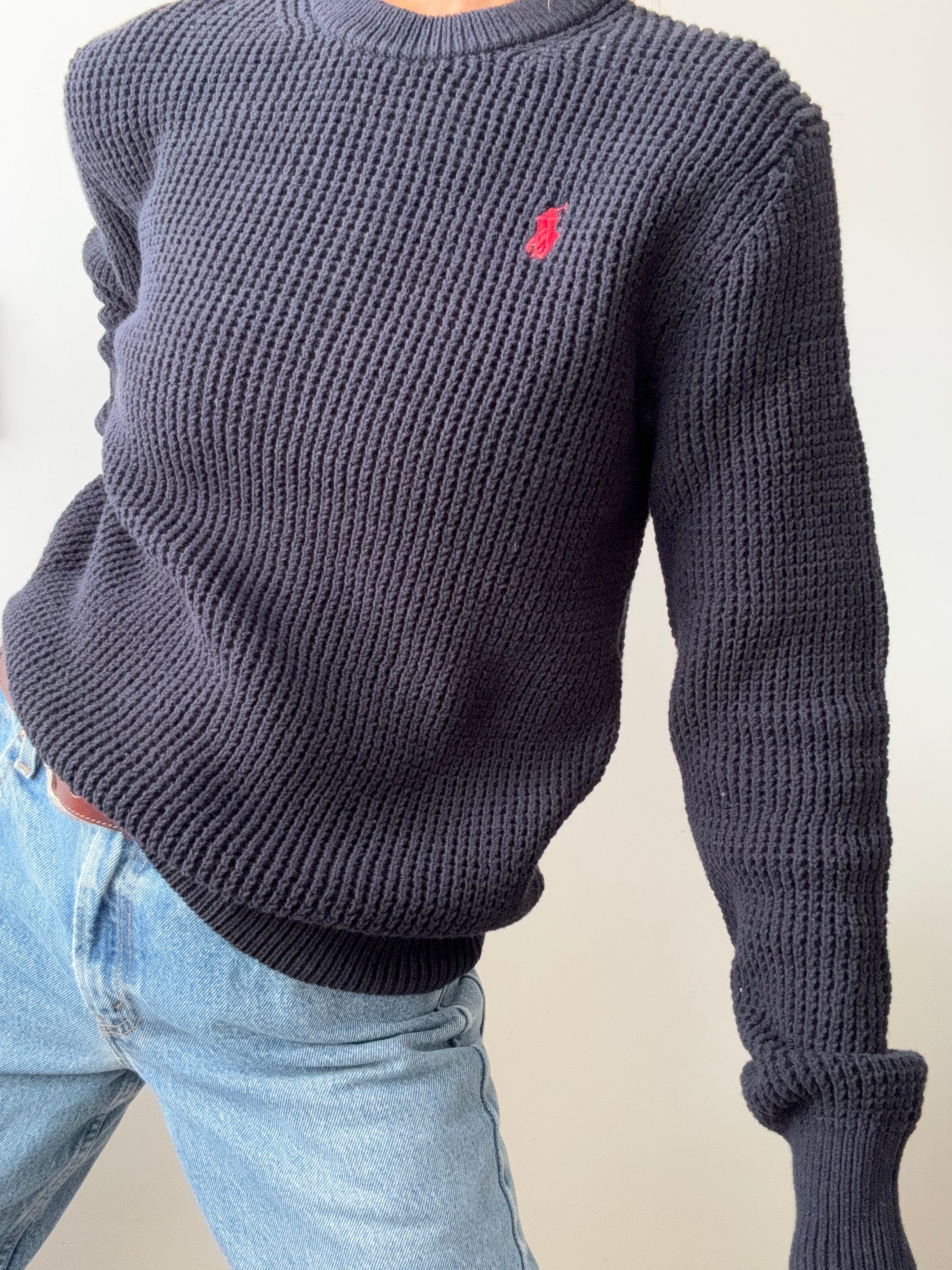 Ralph Lauren Polo Waffle Knit Navy | Jumpers
