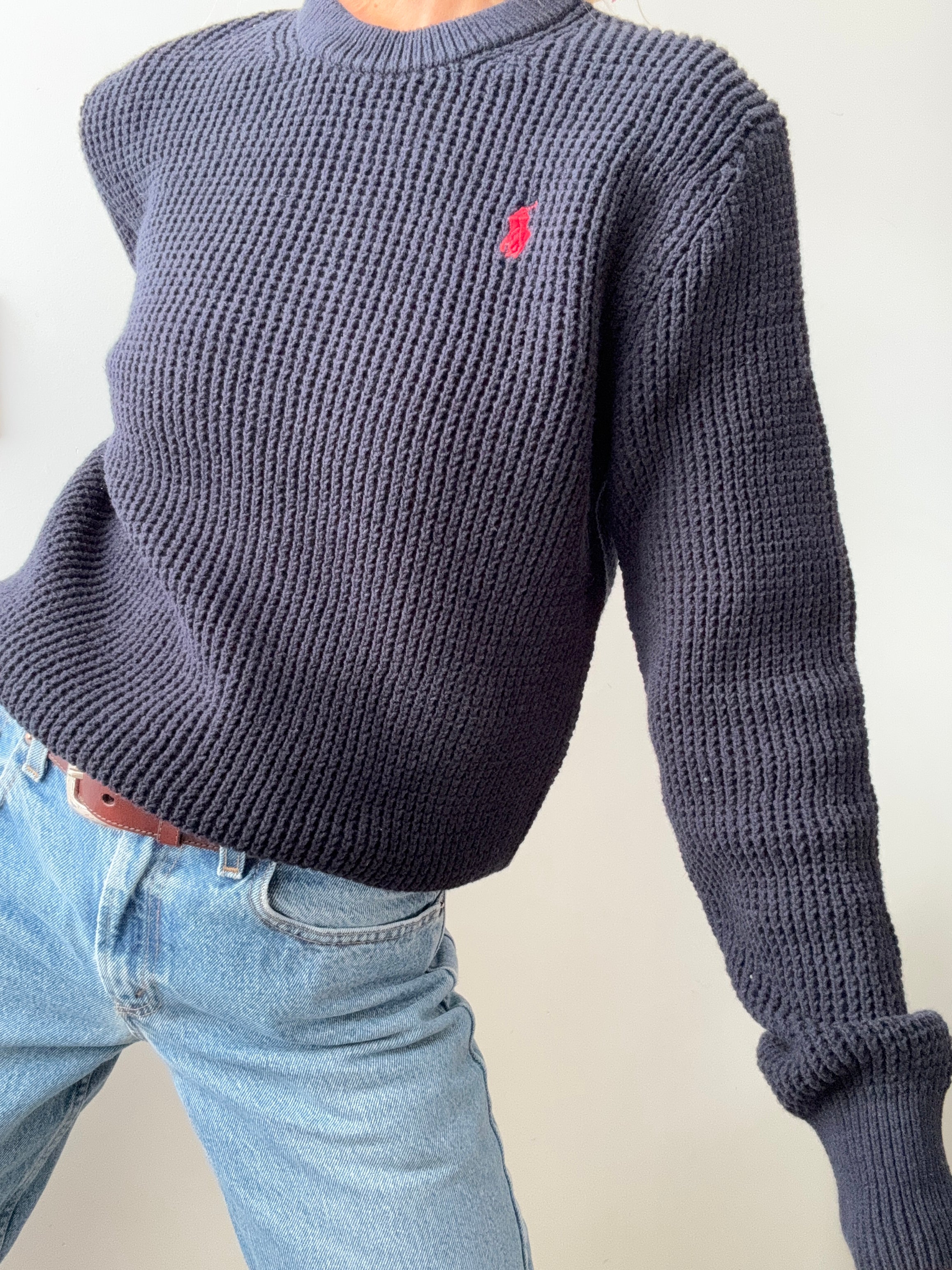 Ralph Lauren Polo Waffle Knit Navy | Jumpers