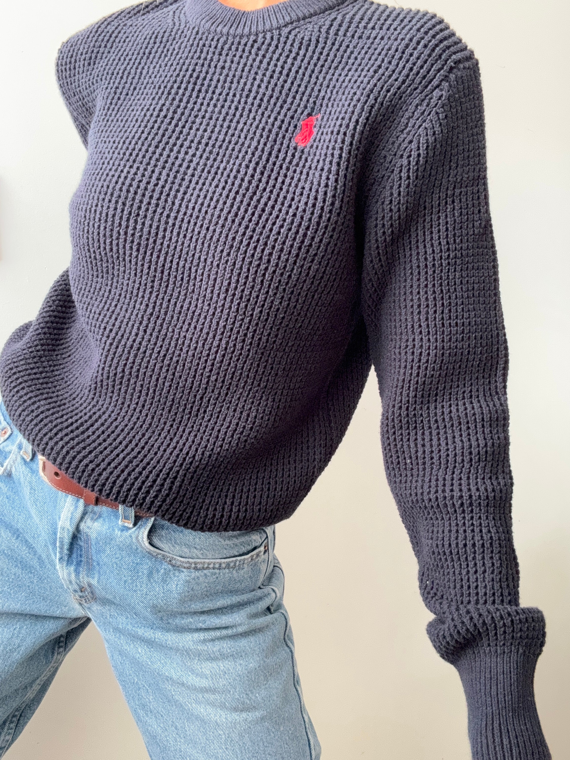Ralph Lauren Polo Waffle Knit Navy | Jumpers