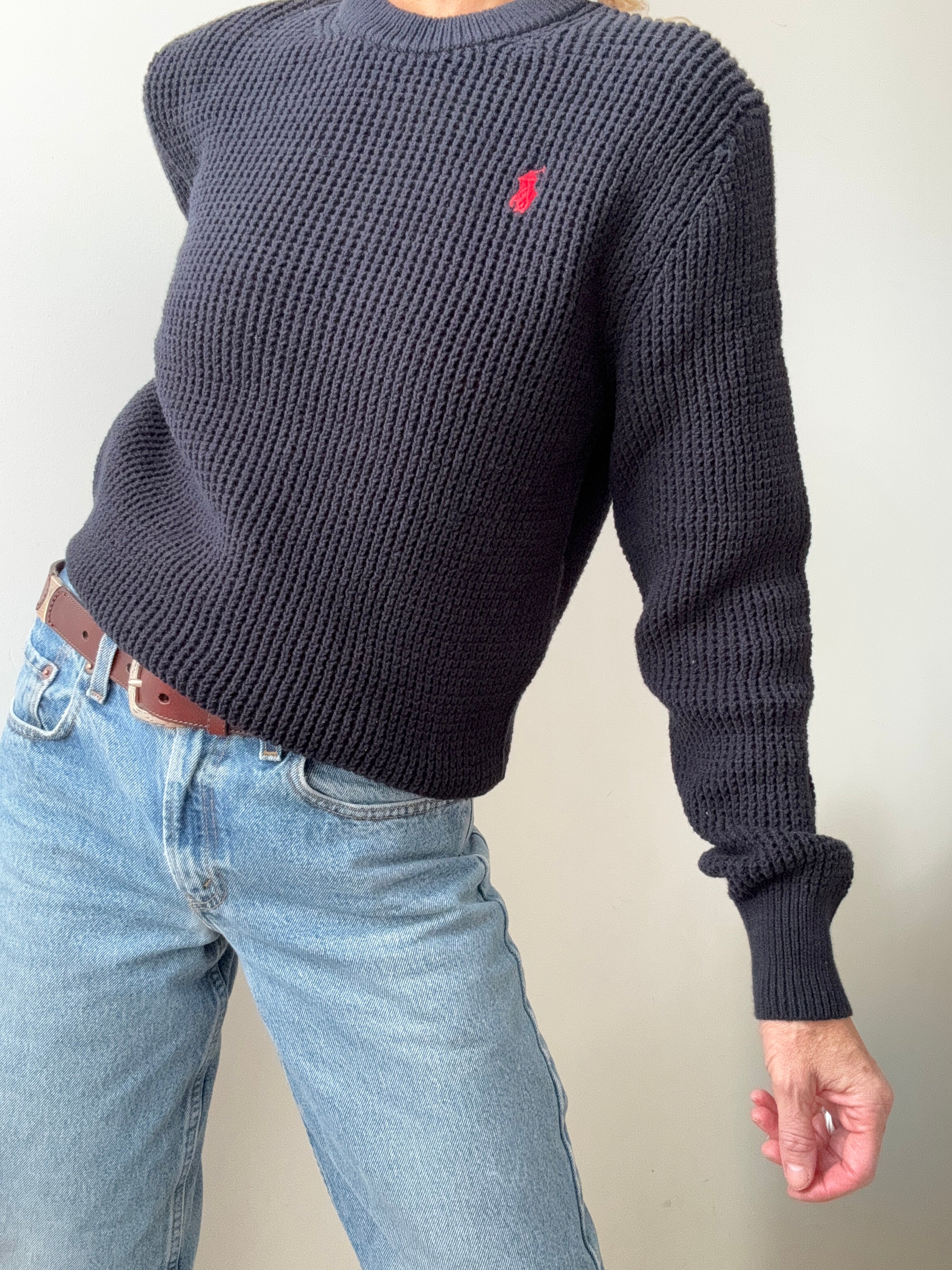 Ralph Lauren Polo Waffle Knit Navy | Jumpers
