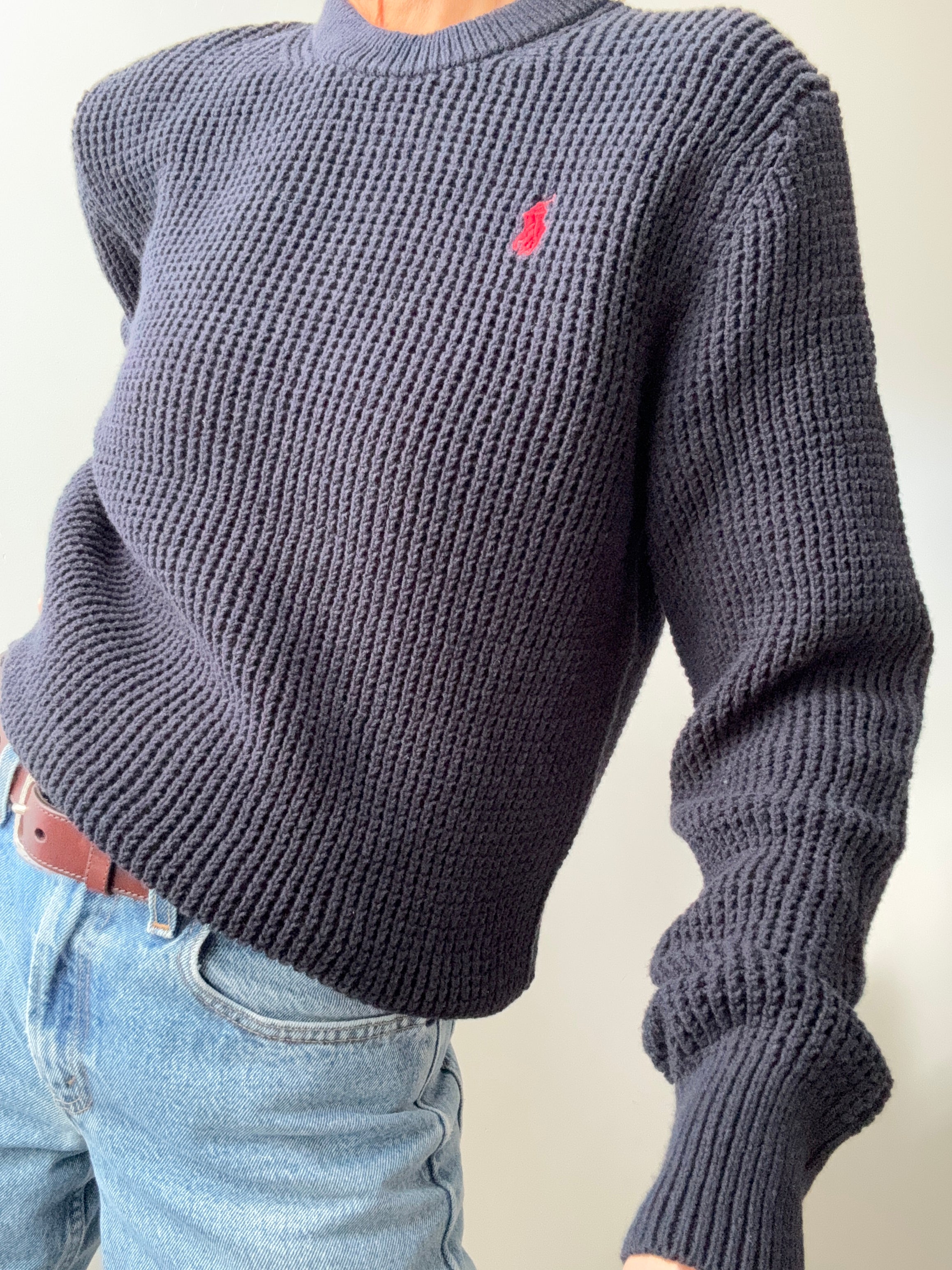 Ralph Lauren Polo Waffle Knit Navy | Jumpers