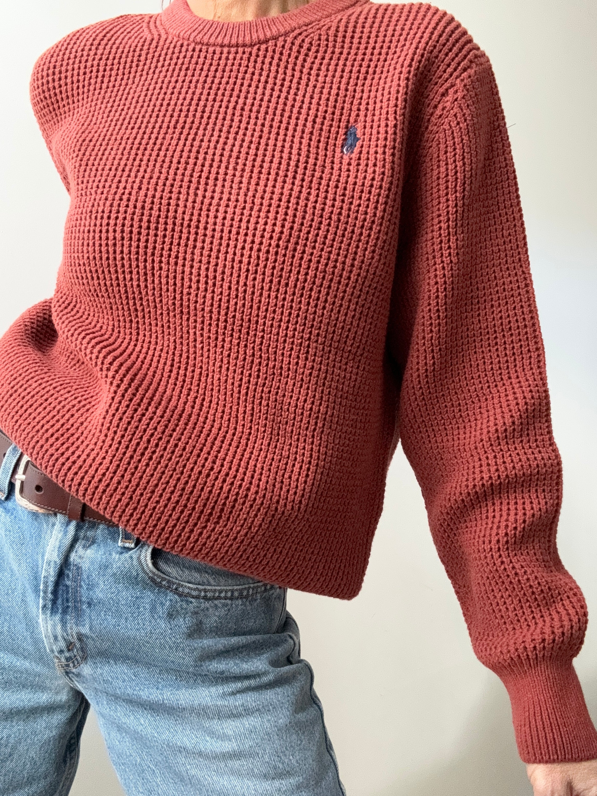 Ralph Lauren Jumpers Ralph Lauren Polo Waffle Knit Rust
