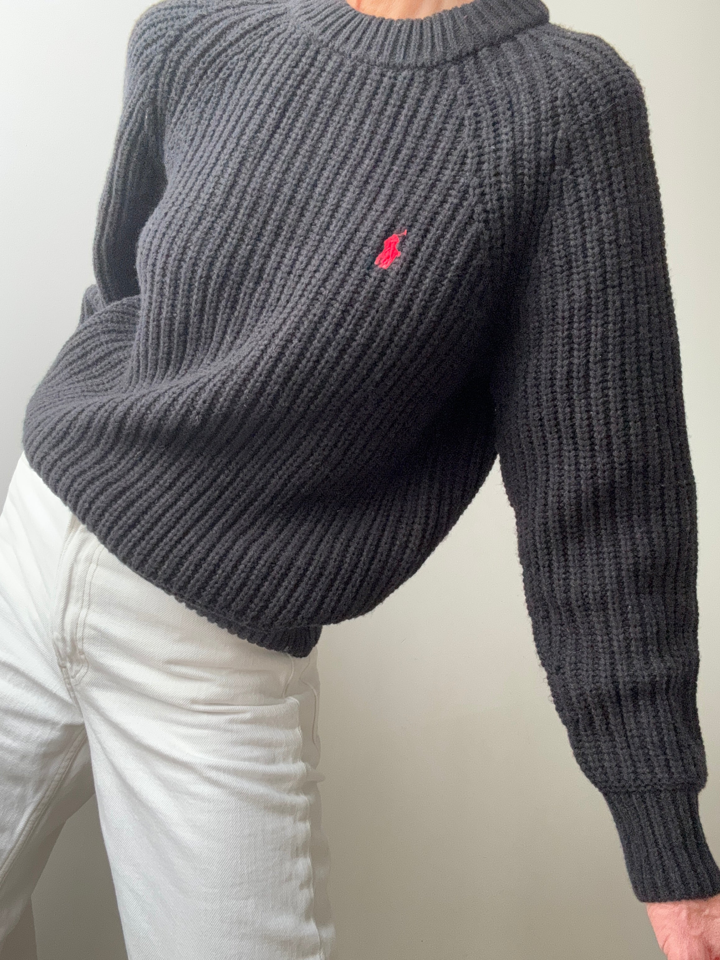 Ralph Lauren Wool Blend Crew Neck Knit Black | Jumpers
