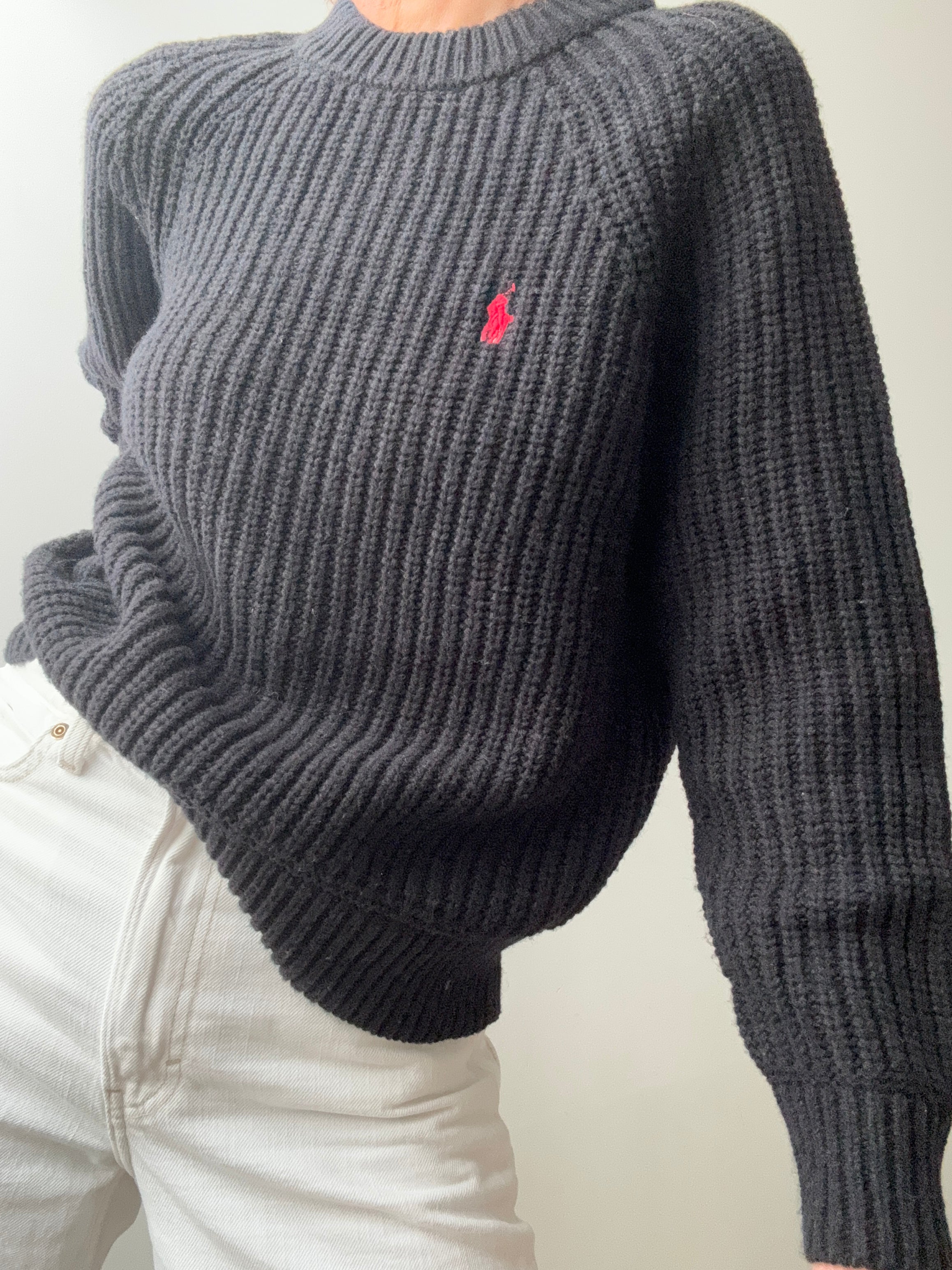 Ralph Lauren Wool Blend Crew Neck Knit Black | Jumpers