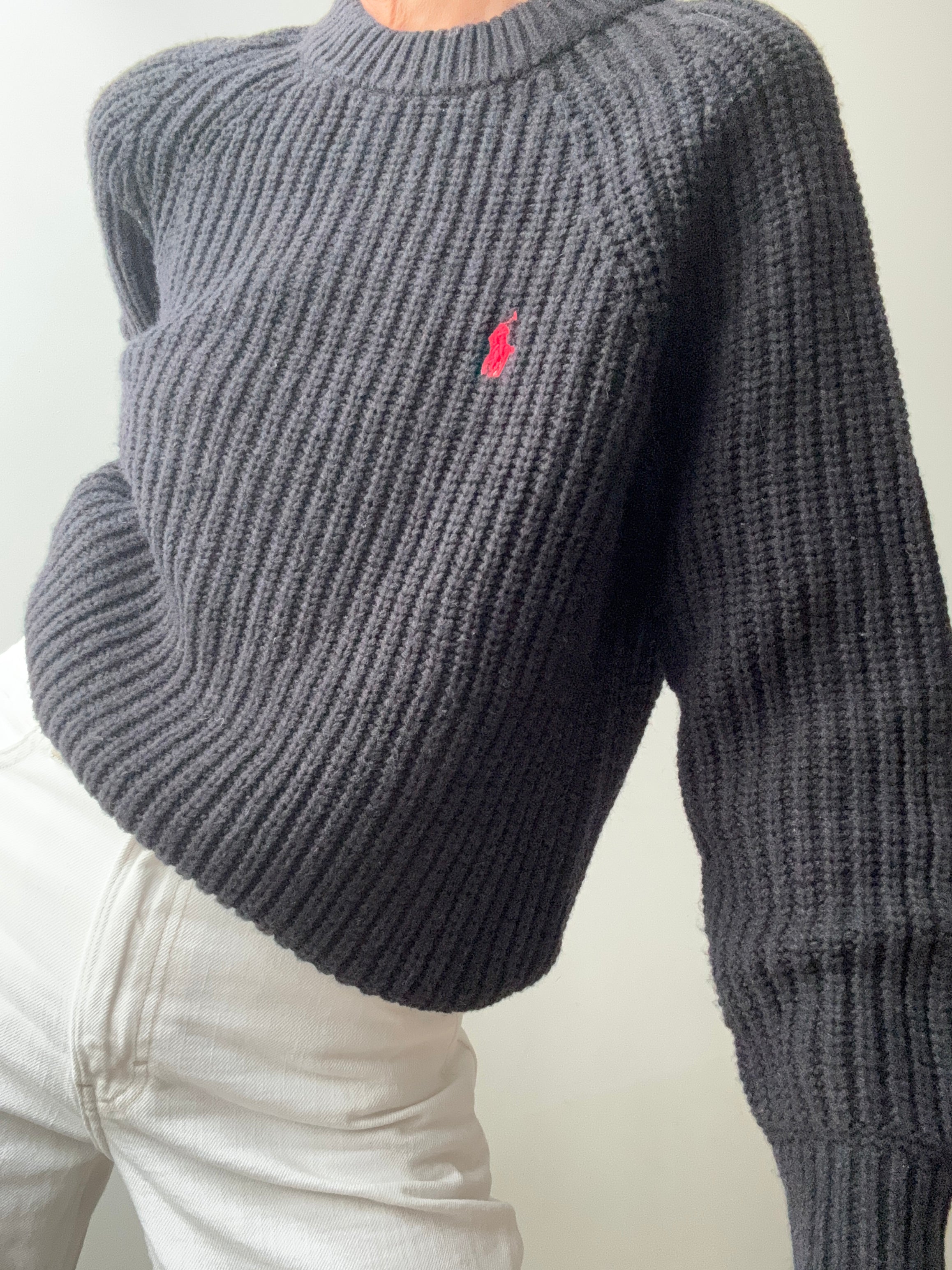 Ralph Lauren Wool Blend Crew Neck Knit Black | Jumpers