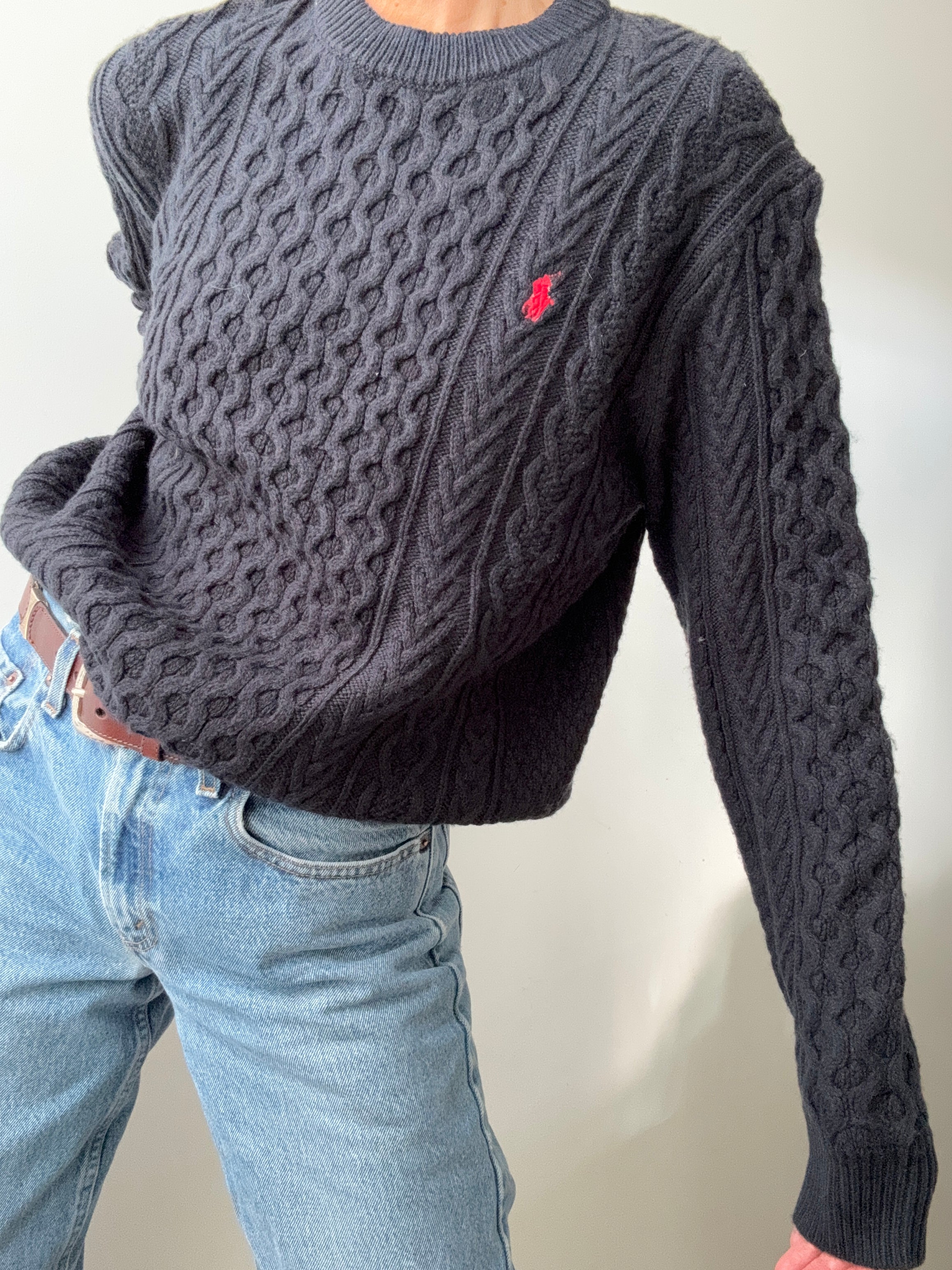 Ralph Lauren Wool Cable Knit Navy | Jumpers