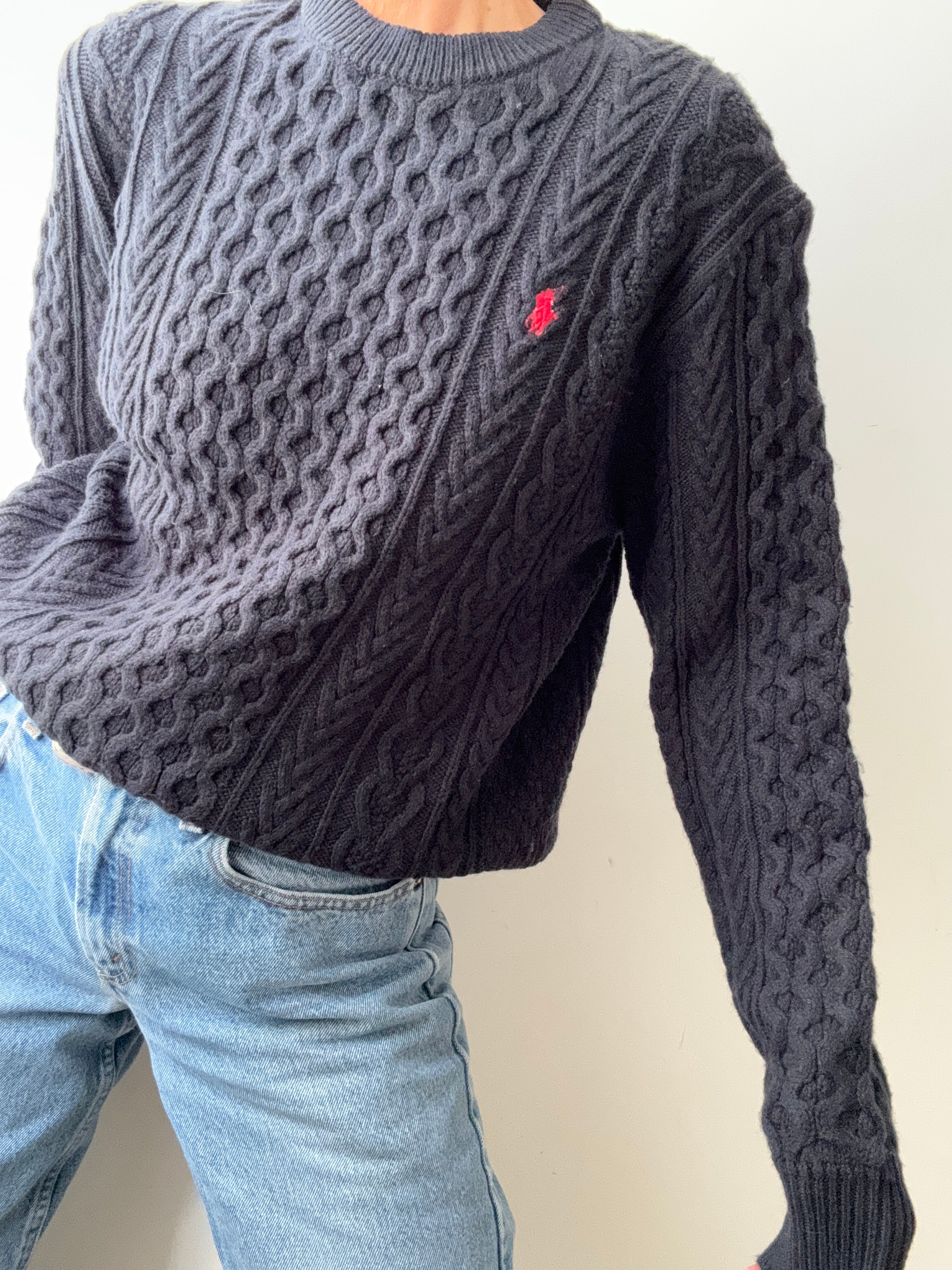 Ralph Lauren Wool Cable Knit Navy | Jumpers