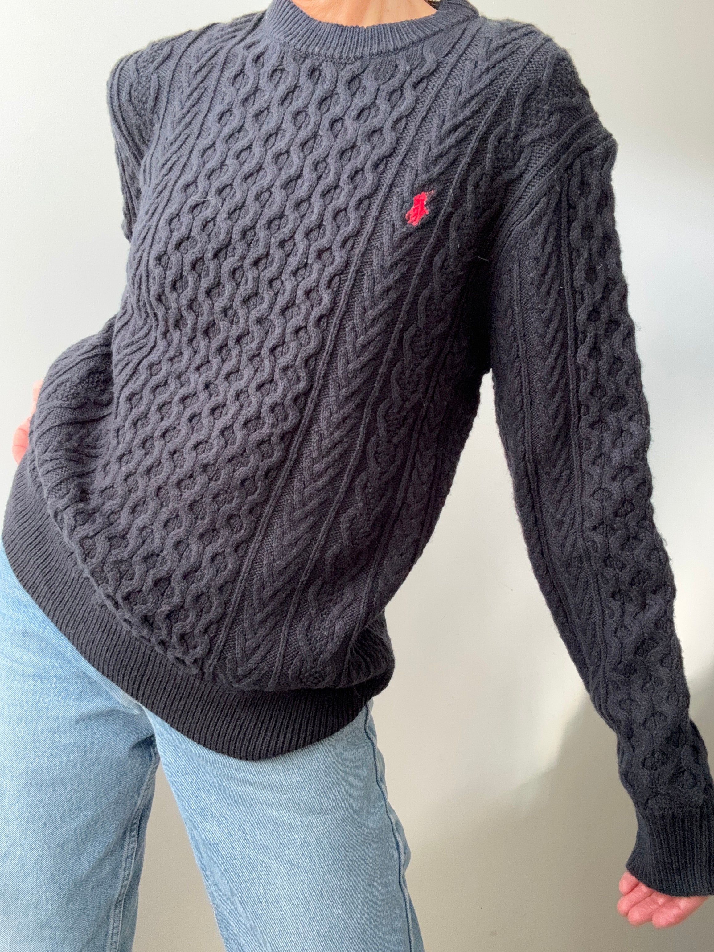 Ralph Lauren Wool Cable Knit Navy | Jumpers