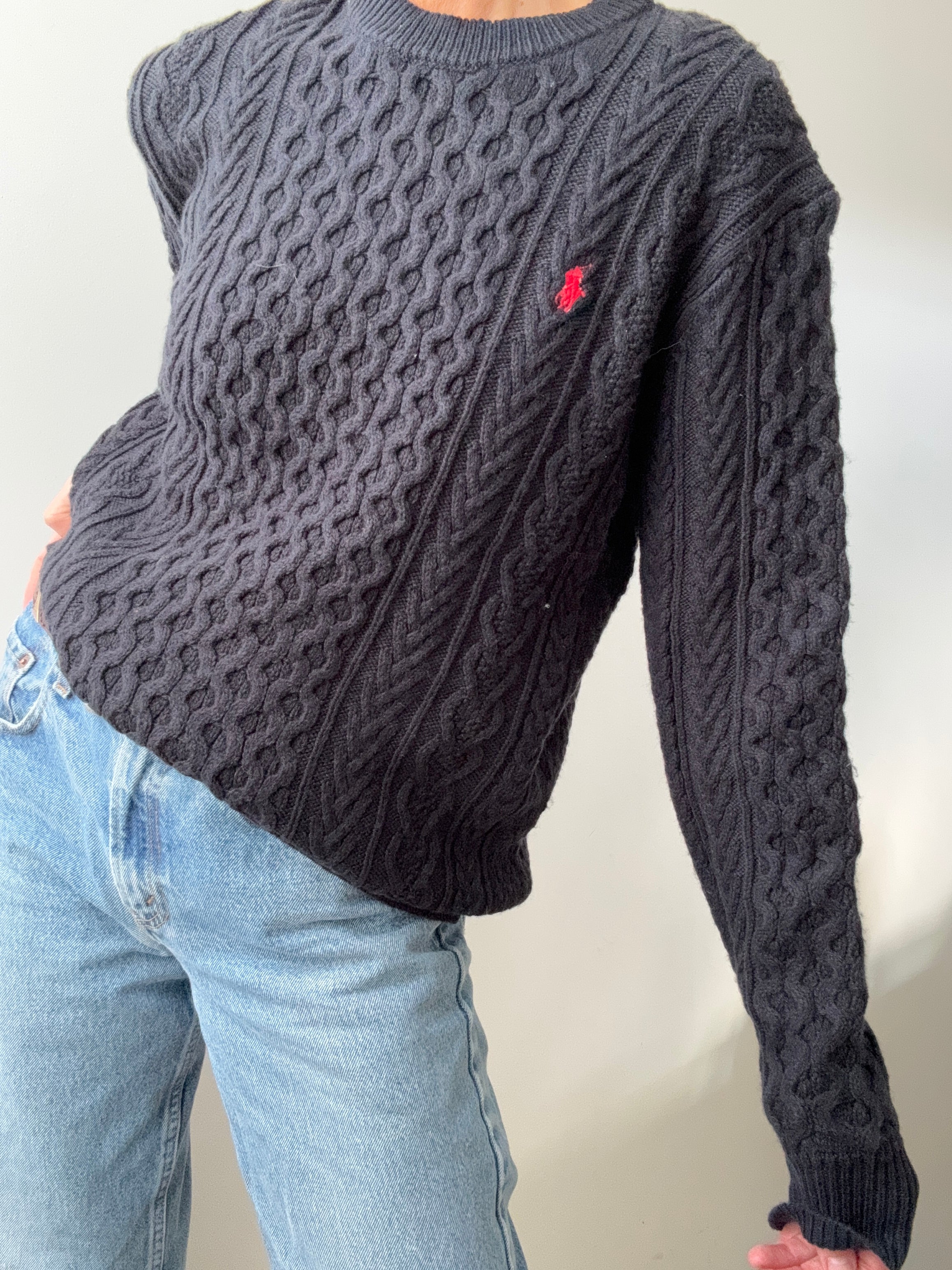Ralph Lauren Wool Cable Knit Navy | Jumpers