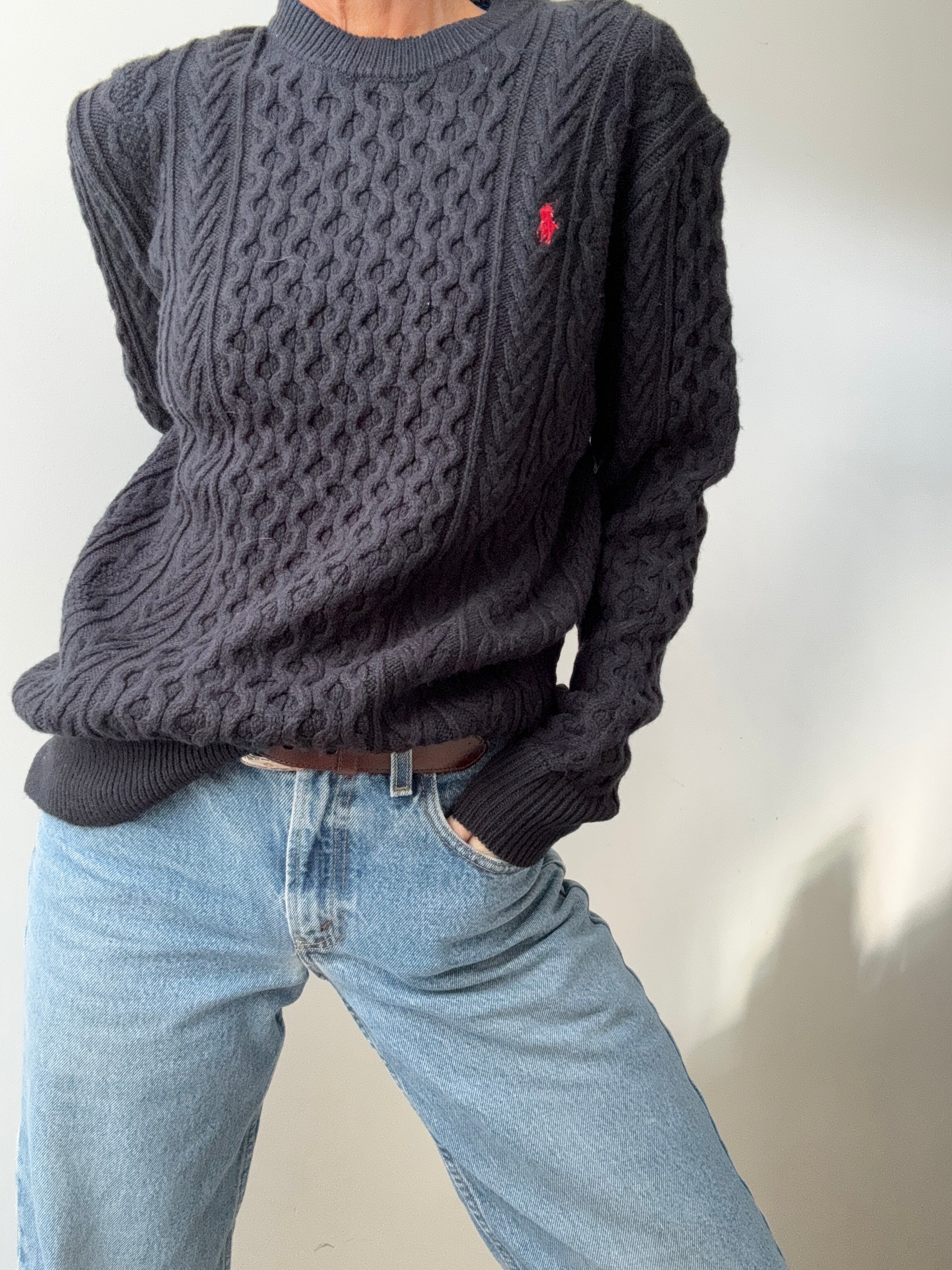 Ralph Lauren Wool Cable Knit Navy | Jumpers