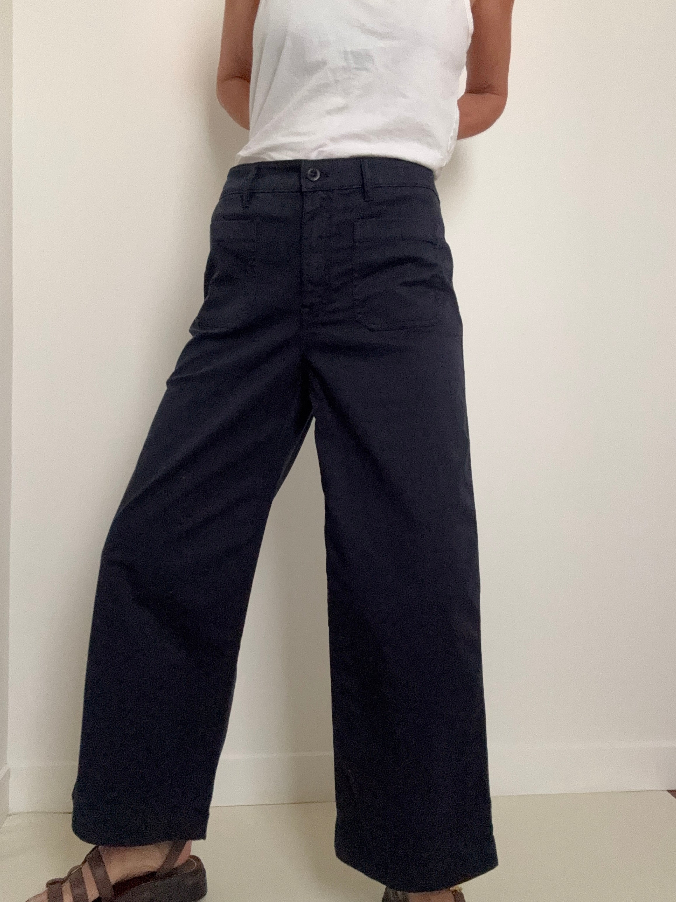 Denim Wide Leg Sailor Pants Navy | Pants