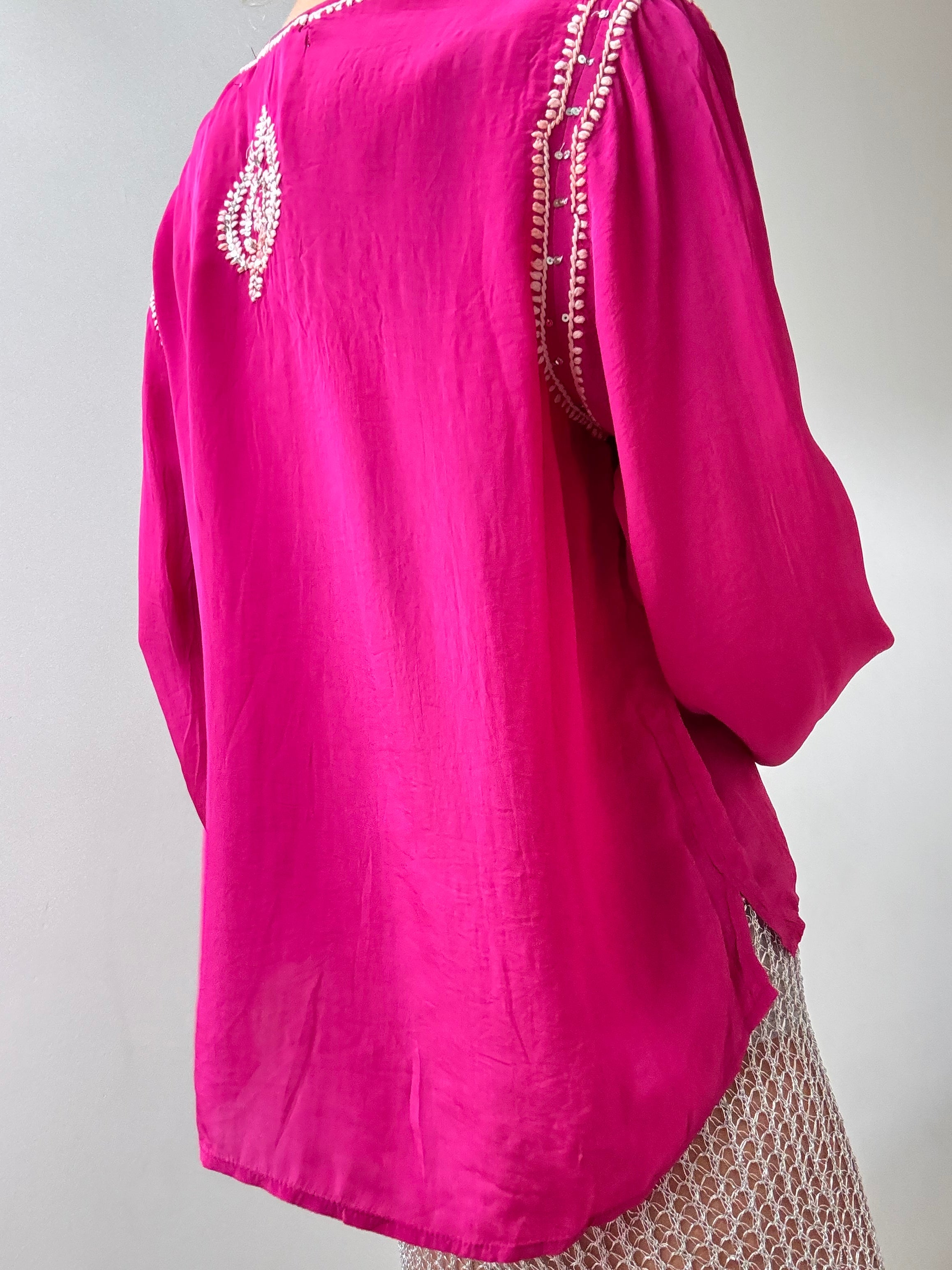 Jewel Pink Embroidered Top | Tops