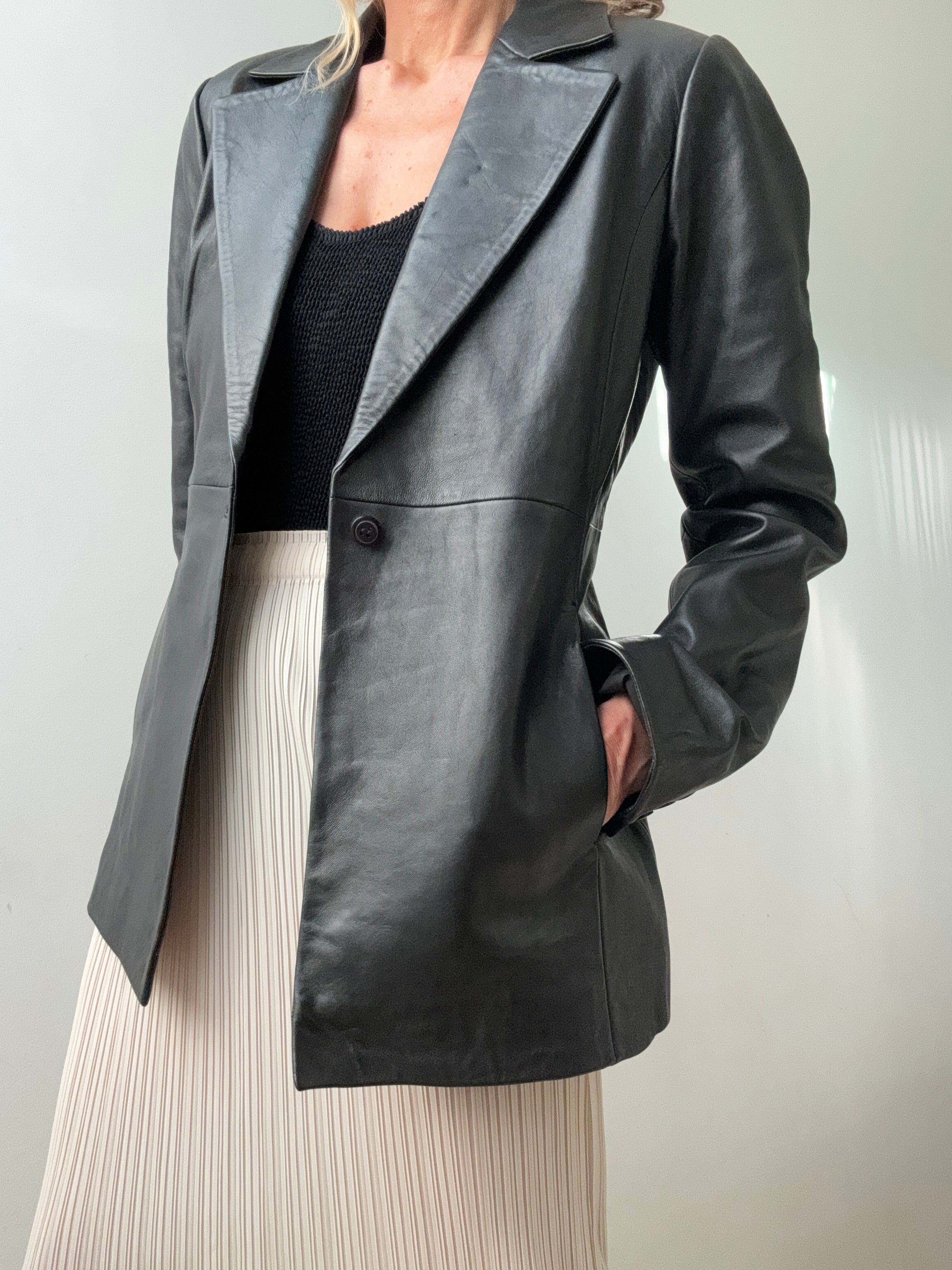 Reformation Jackets Reformation Veda Bowery Slim Leather Blazer