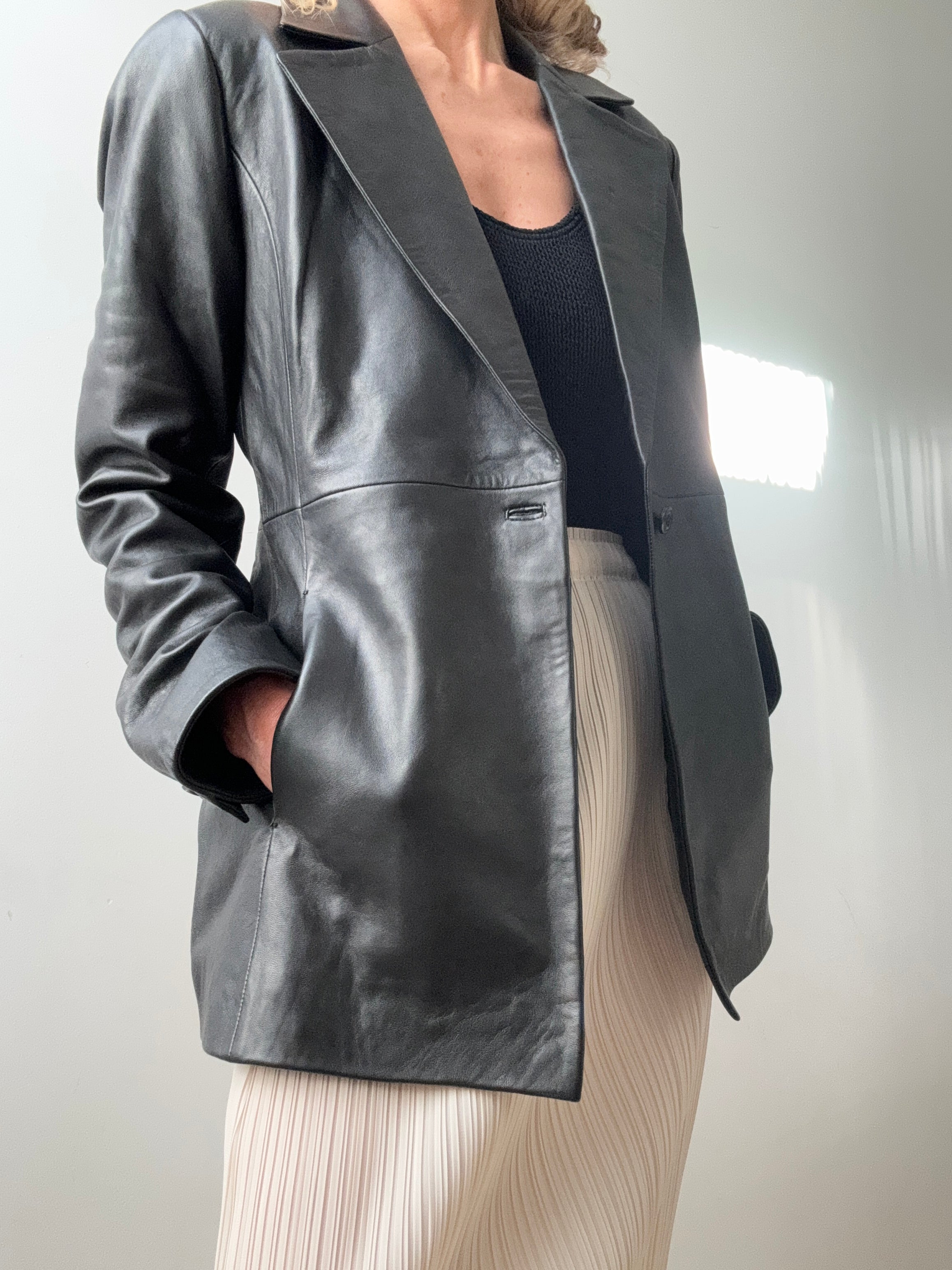 Reformation Jackets Reformation Veda Bowery Slim Leather Blazer