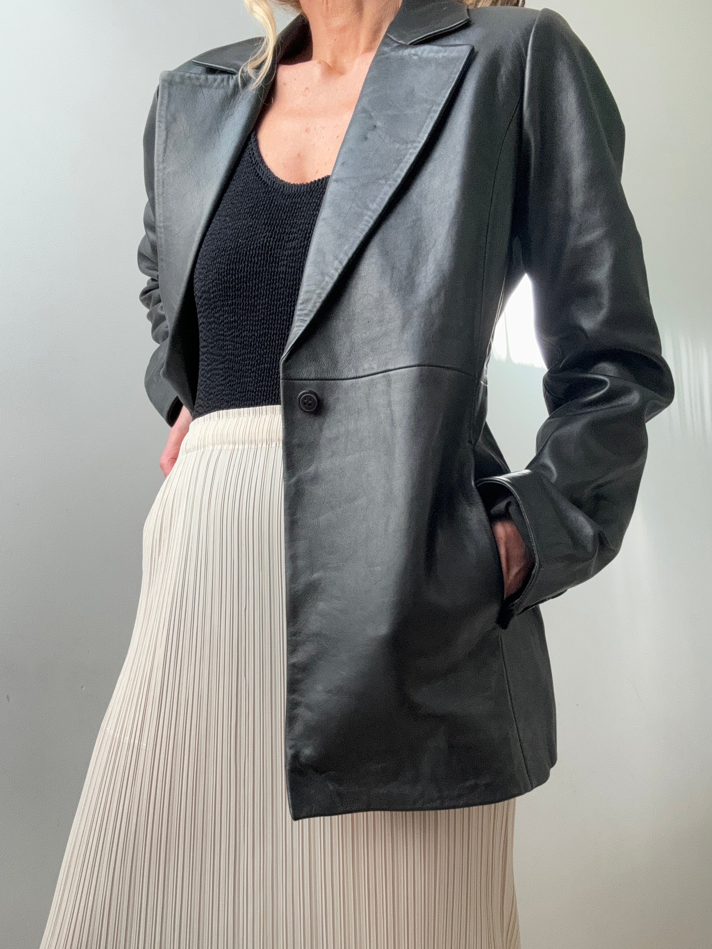 Reformation Jackets Reformation Veda Bowery Slim Leather Blazer