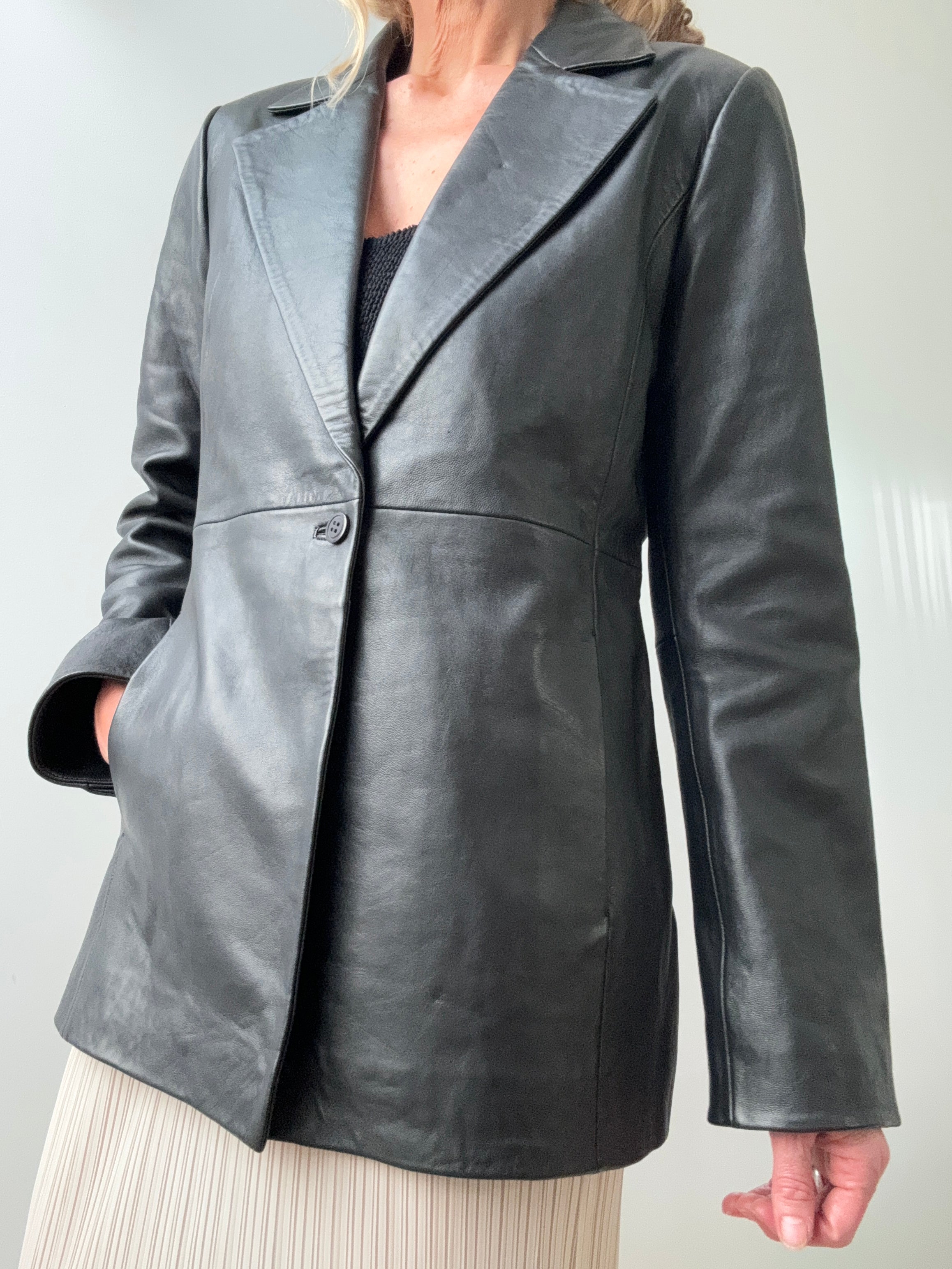 Reformation Jackets Reformation Veda Bowery Slim Leather Blazer