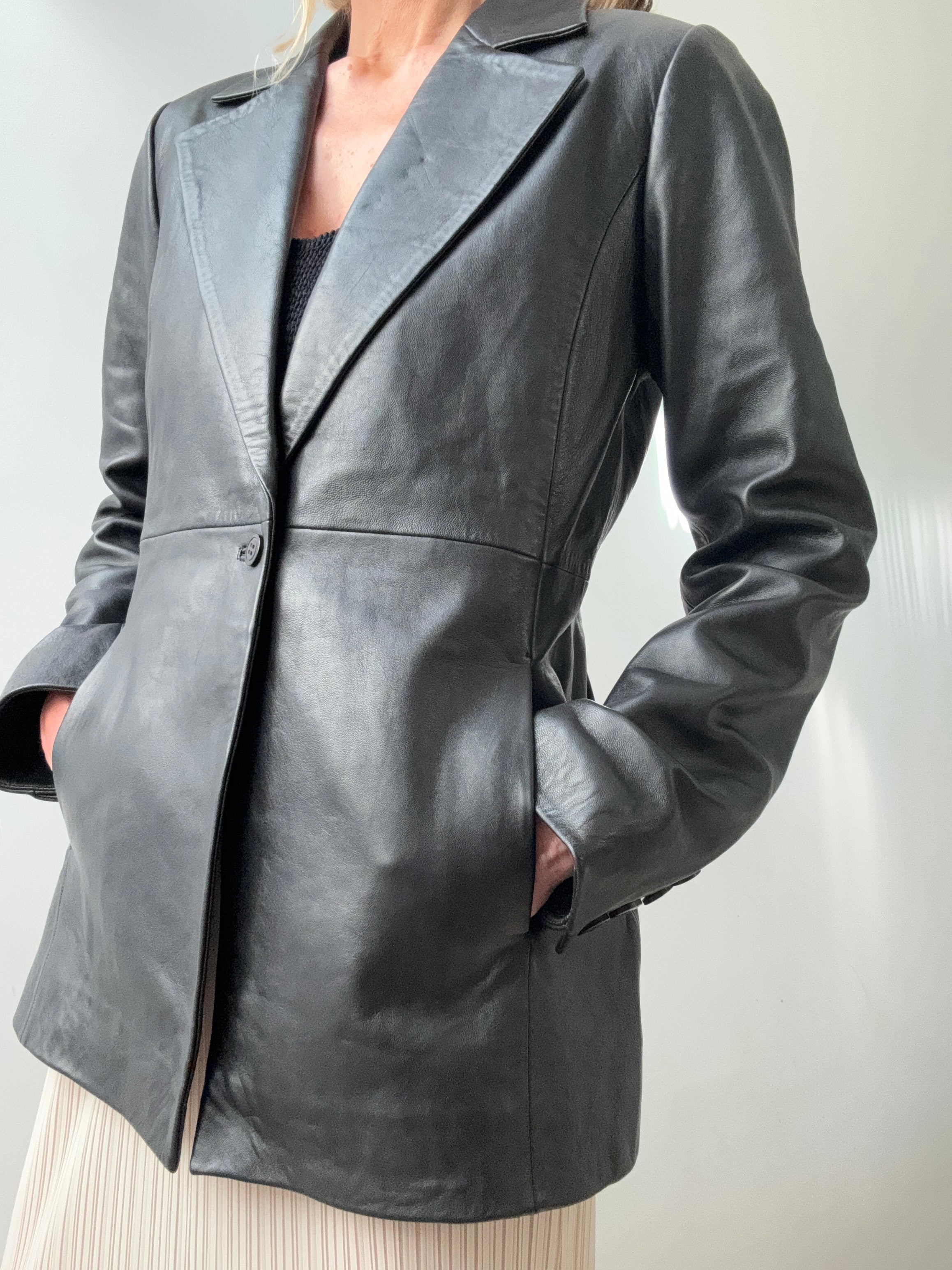 Reformation Jackets Reformation Veda Bowery Slim Leather Blazer