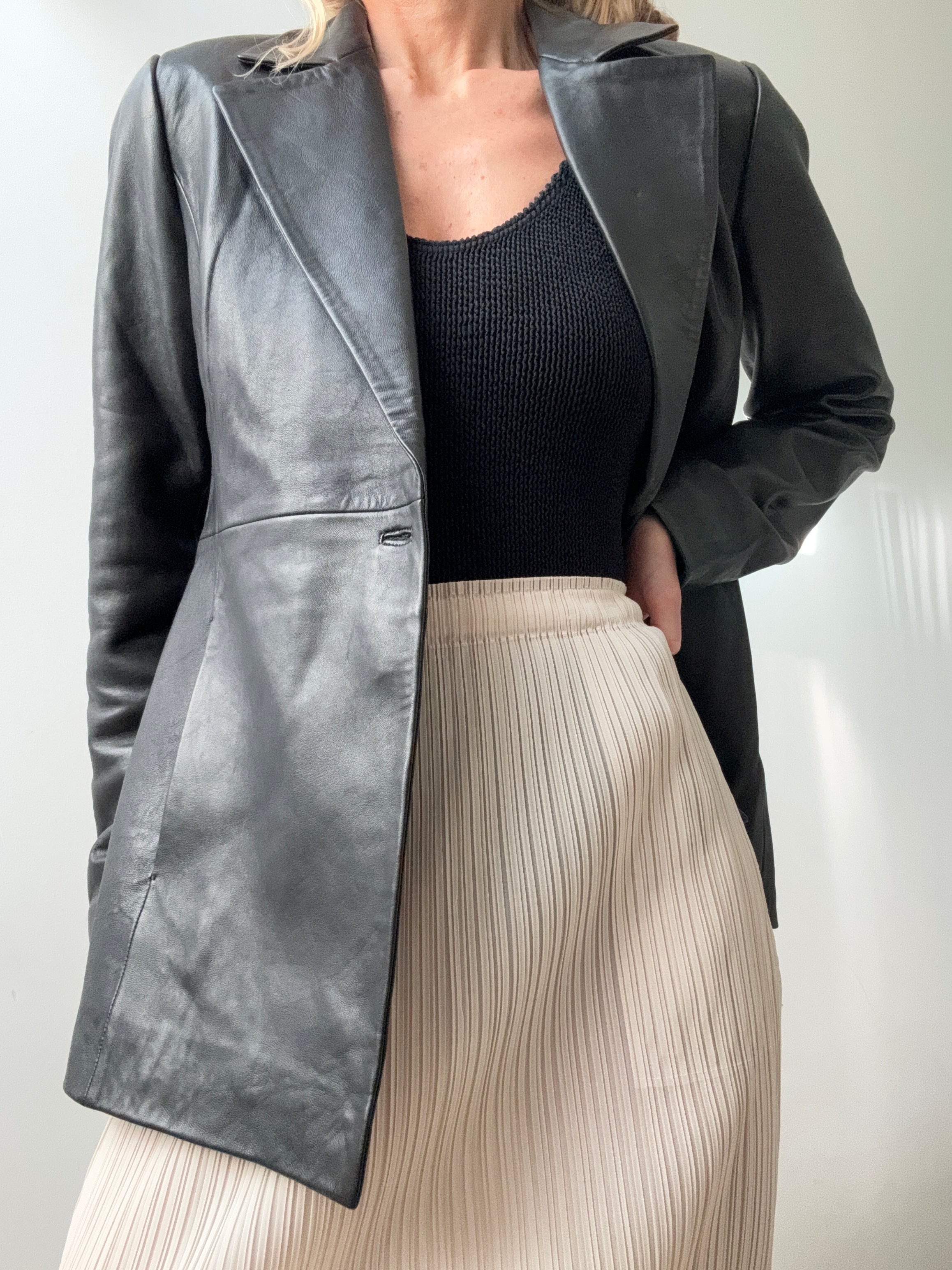 Reformation Jackets Reformation Veda Bowery Slim Leather Blazer