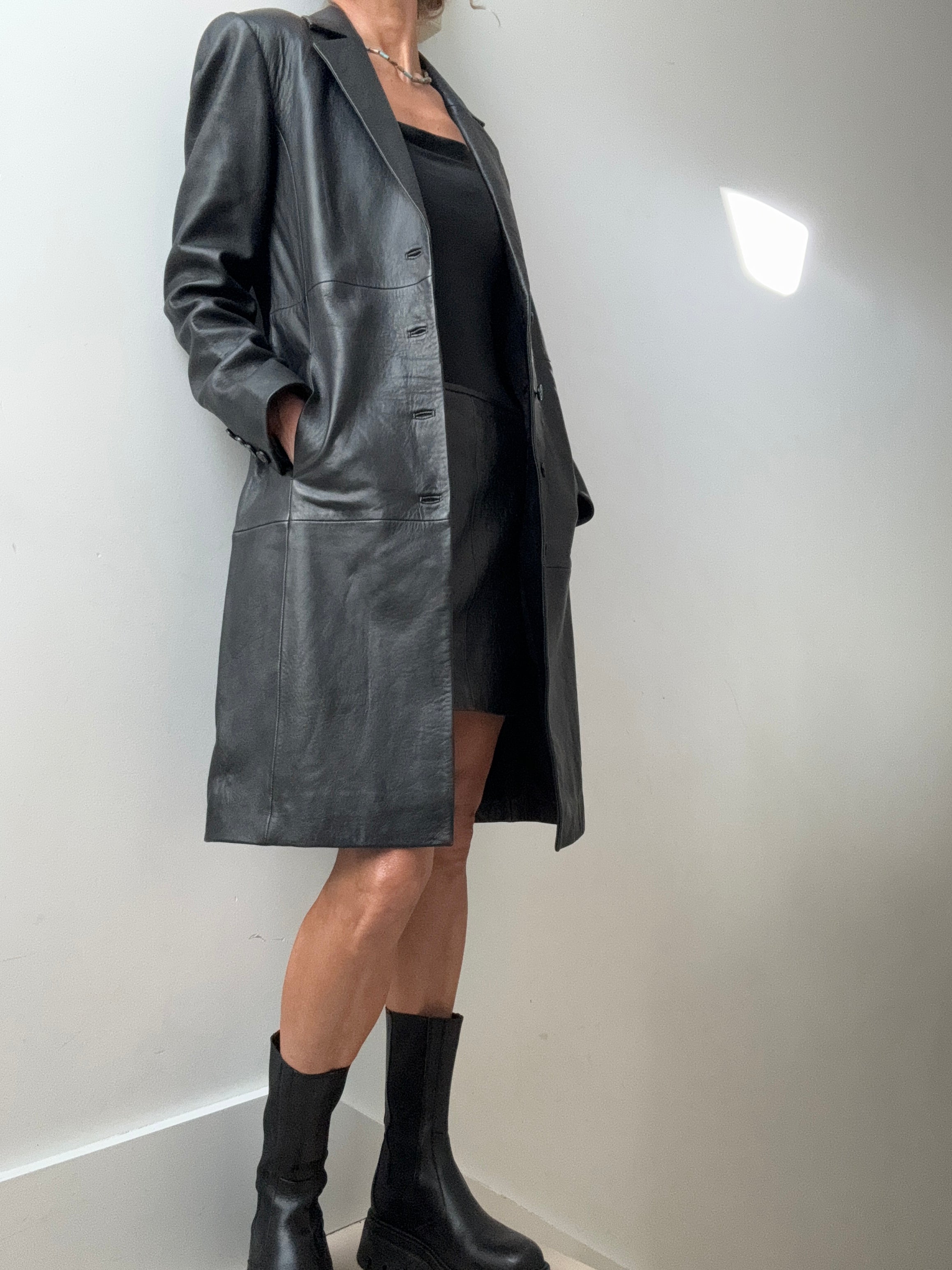 Reformation Veda Crosby Longline Leather Blazer | Jackets