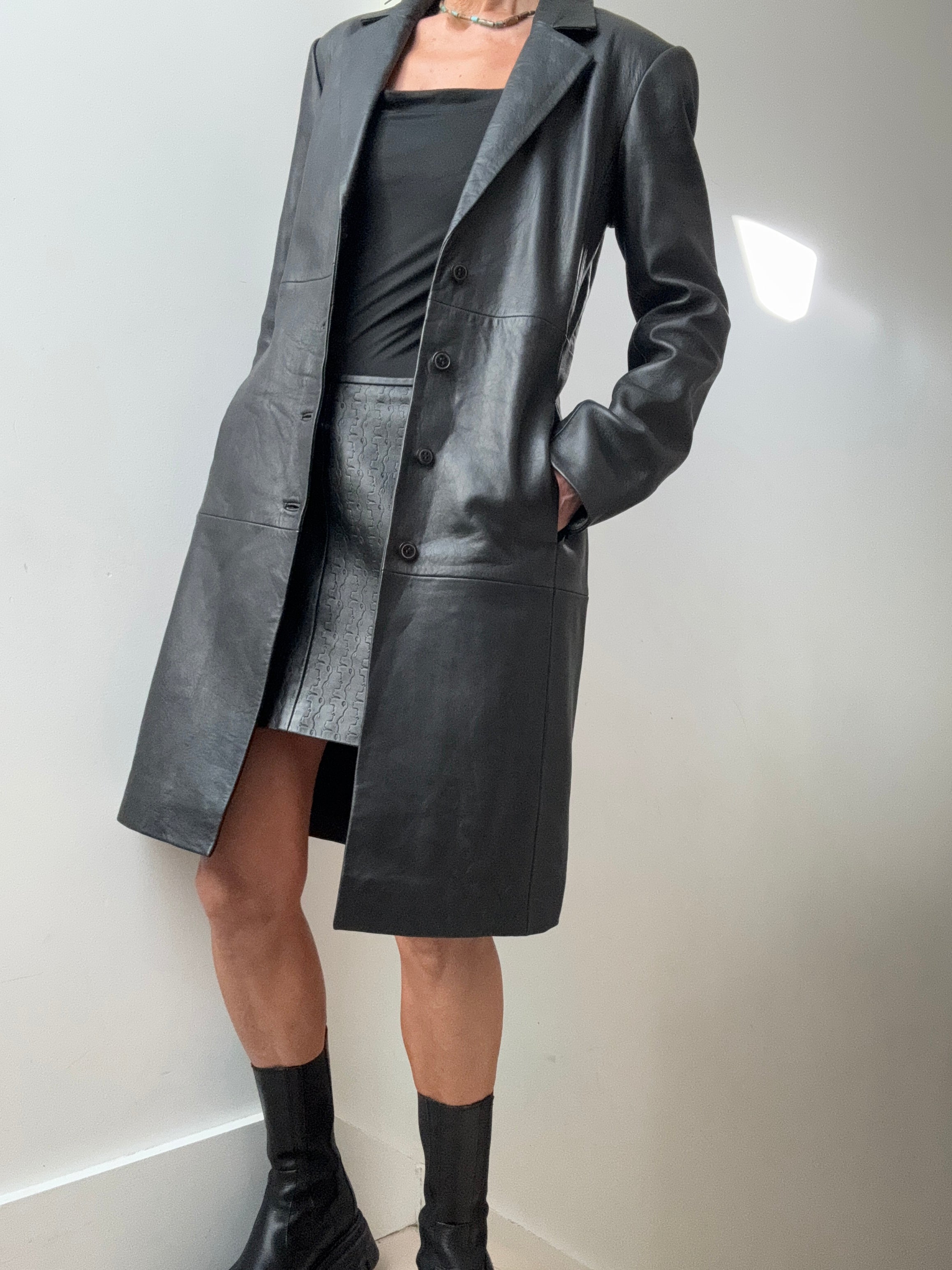 Reformation Veda Crosby Longline Leather Blazer | Jackets