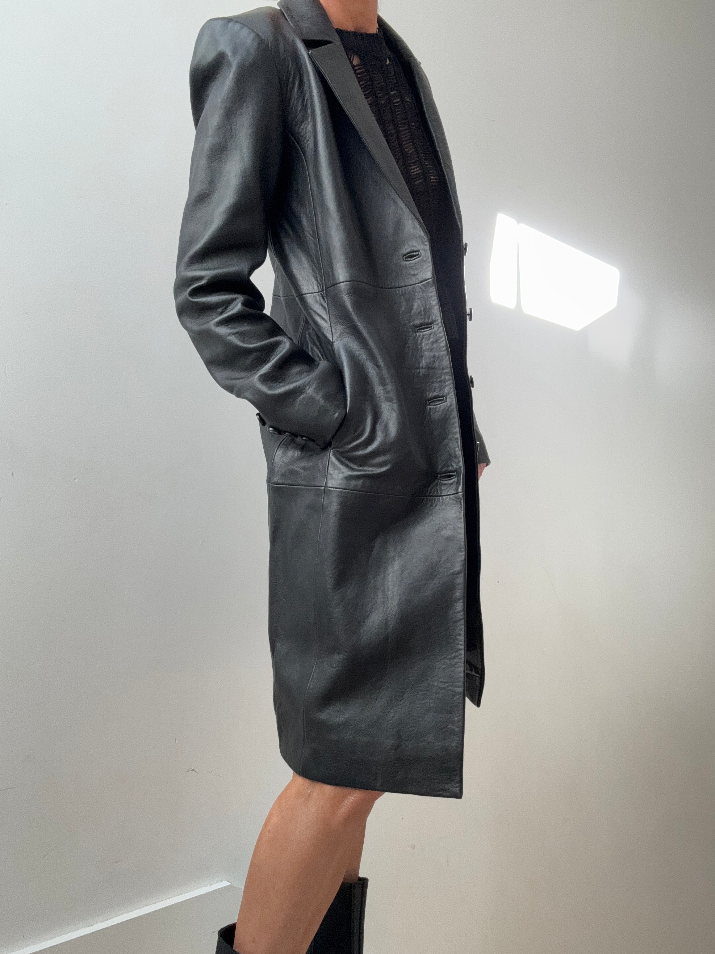 Reformation Veda Crosby Longline Leather Blazer | Jackets