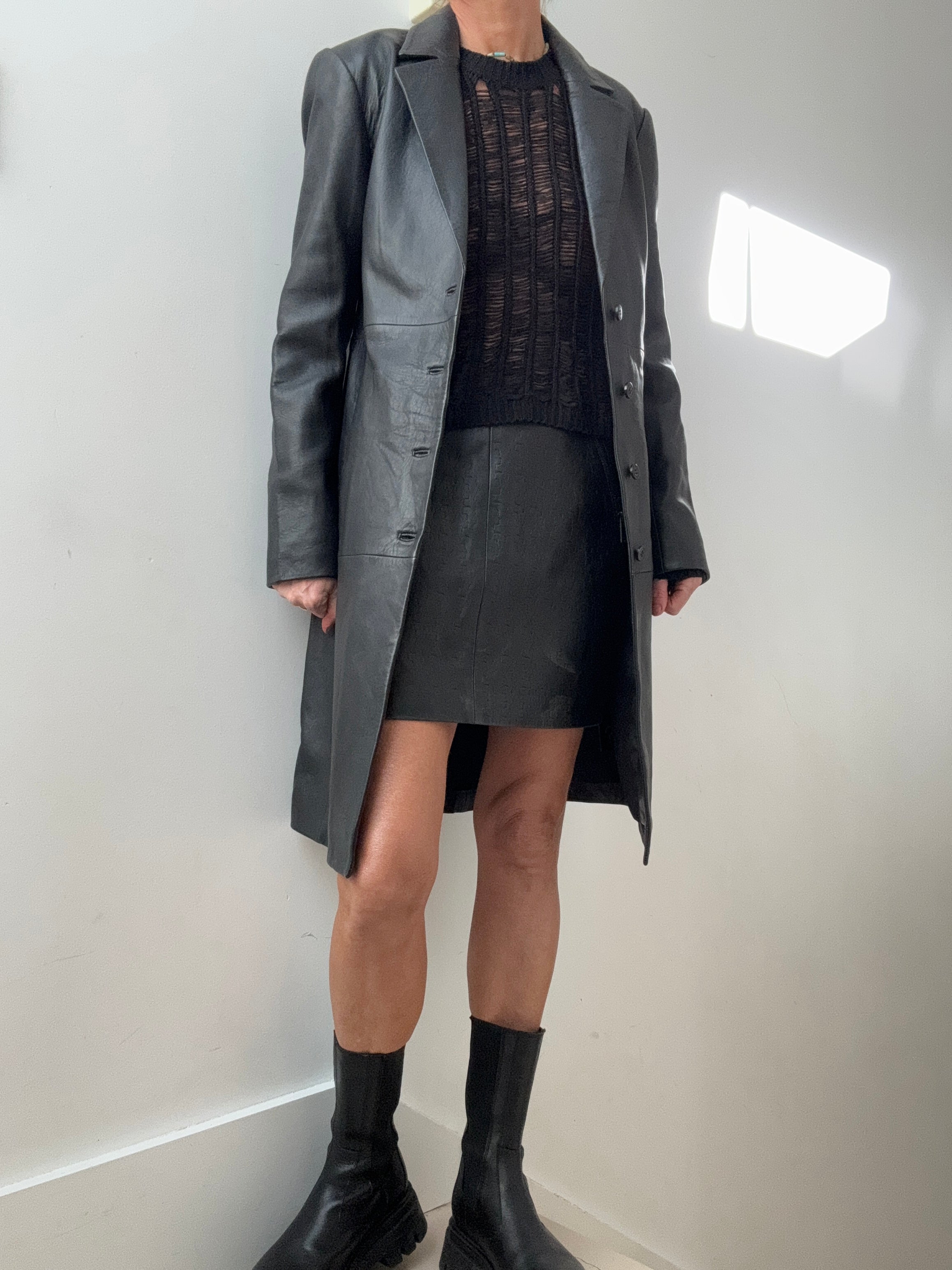 Reformation Veda Crosby Longline Leather Blazer | Jackets