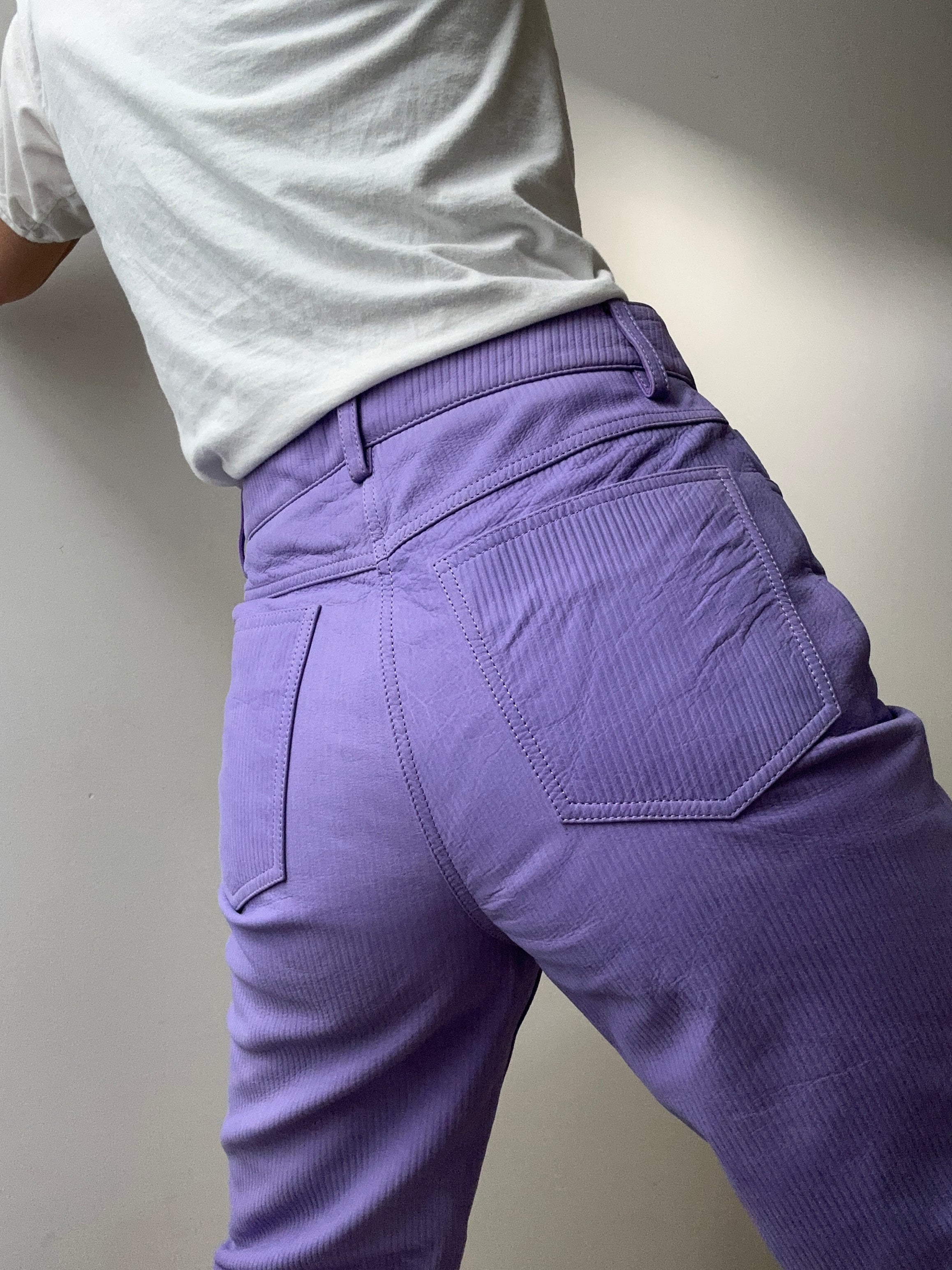 Remain Corduroy Leather Straight Pants Purple | Pants