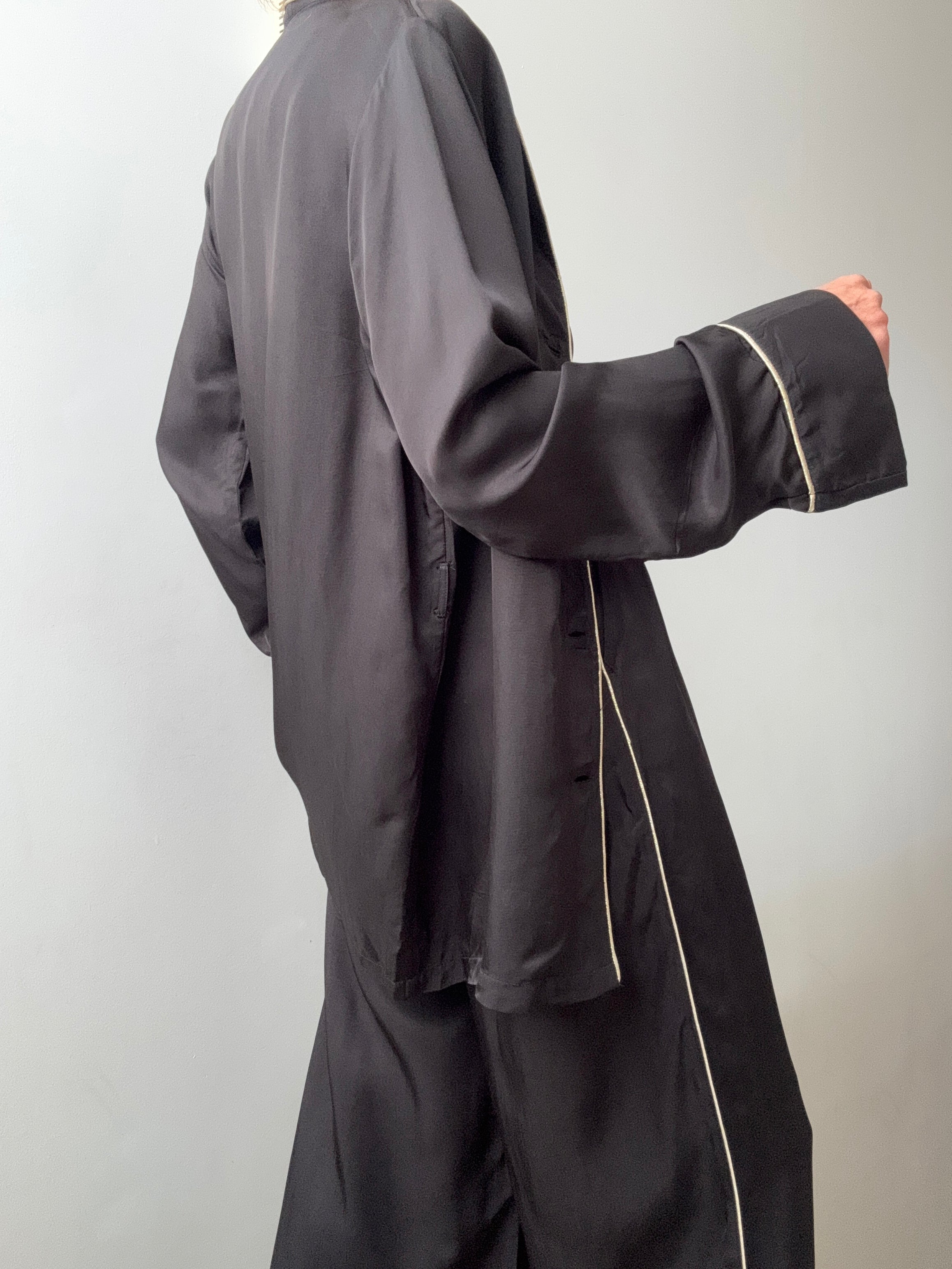 Satin Black Blazer Gold Piping | Jackets