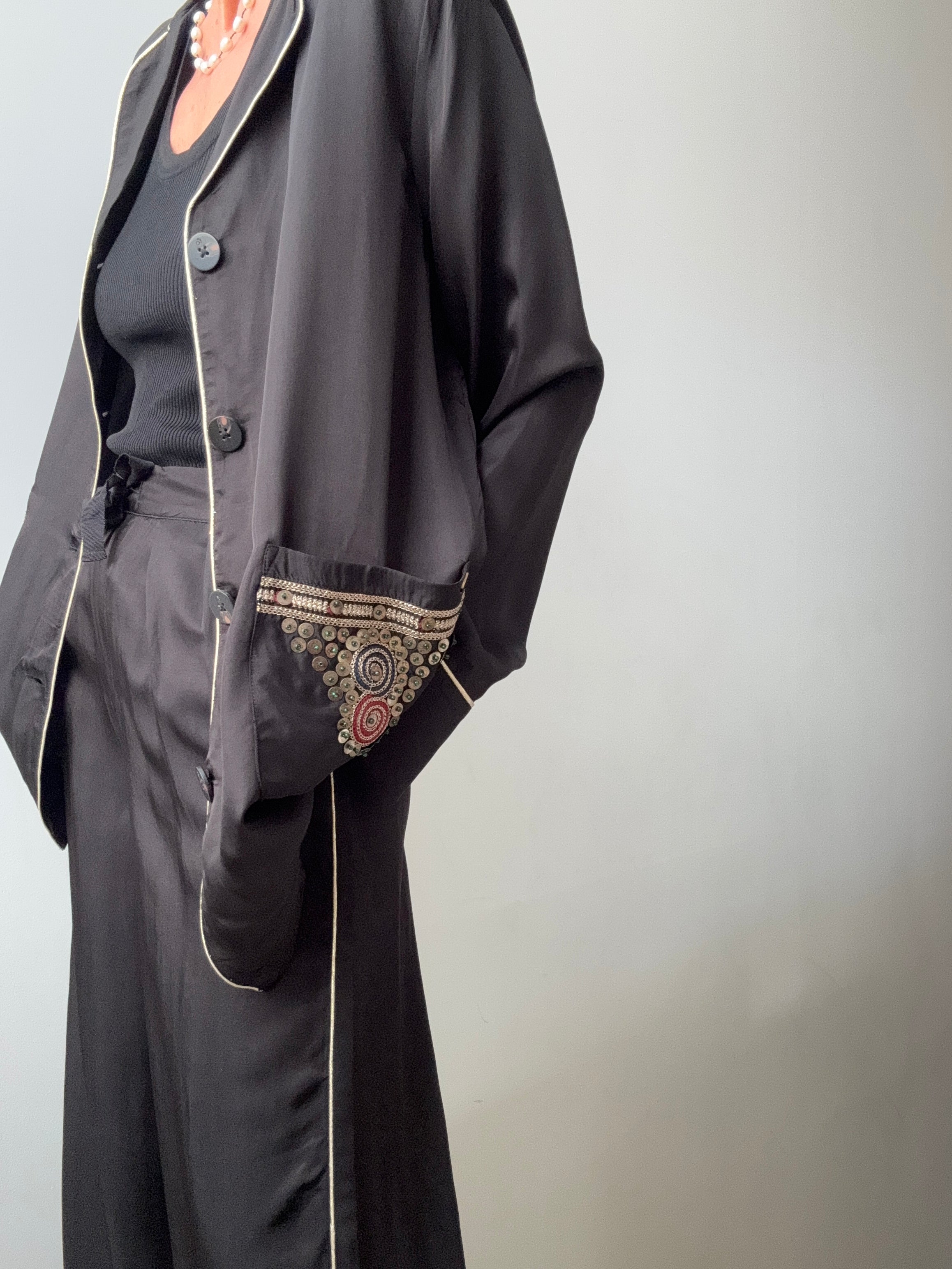 Satin Sequin Blazer Black | Jackets