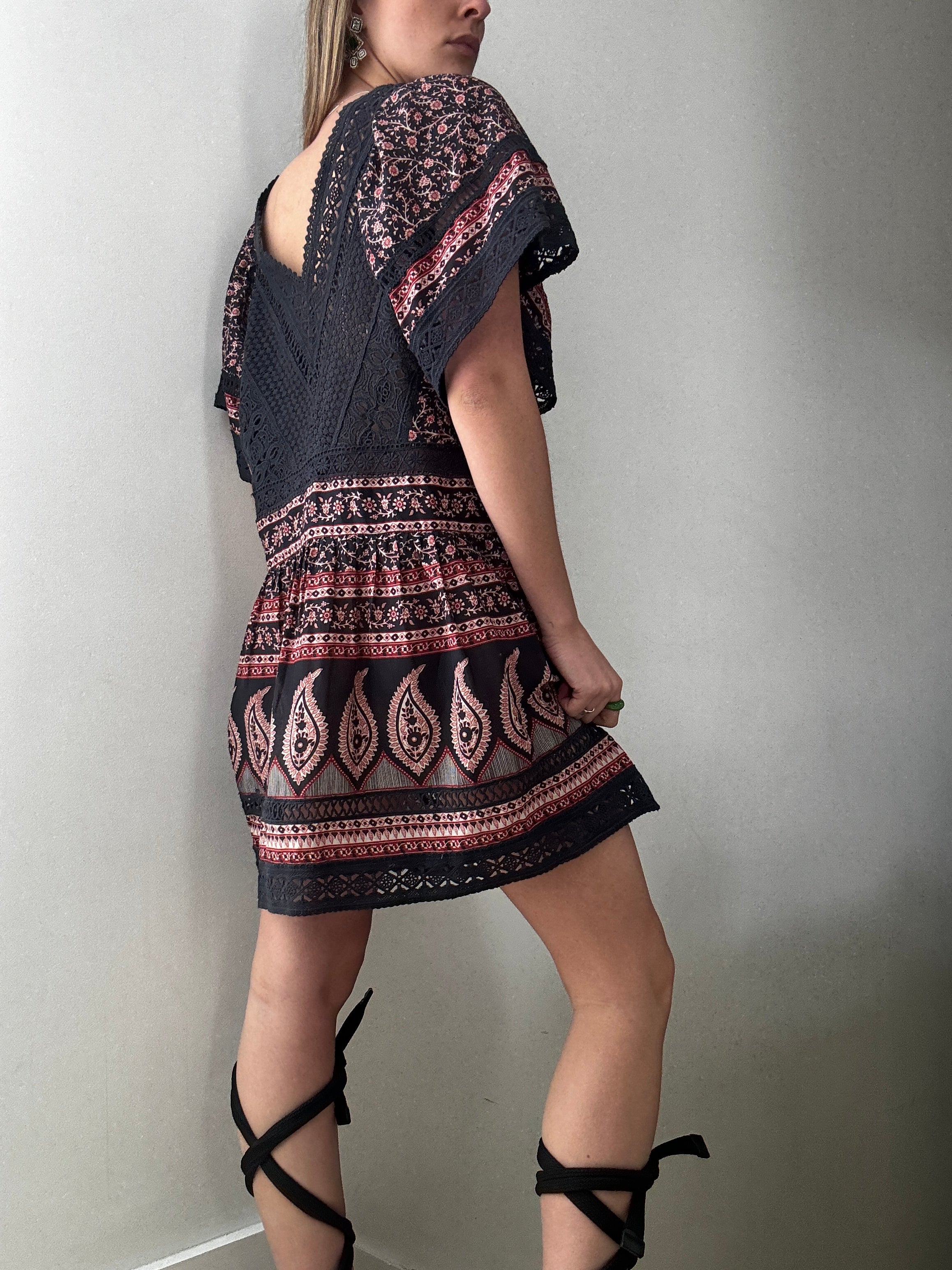Broderie Anglaise Block Print Mini Dress | Dresses