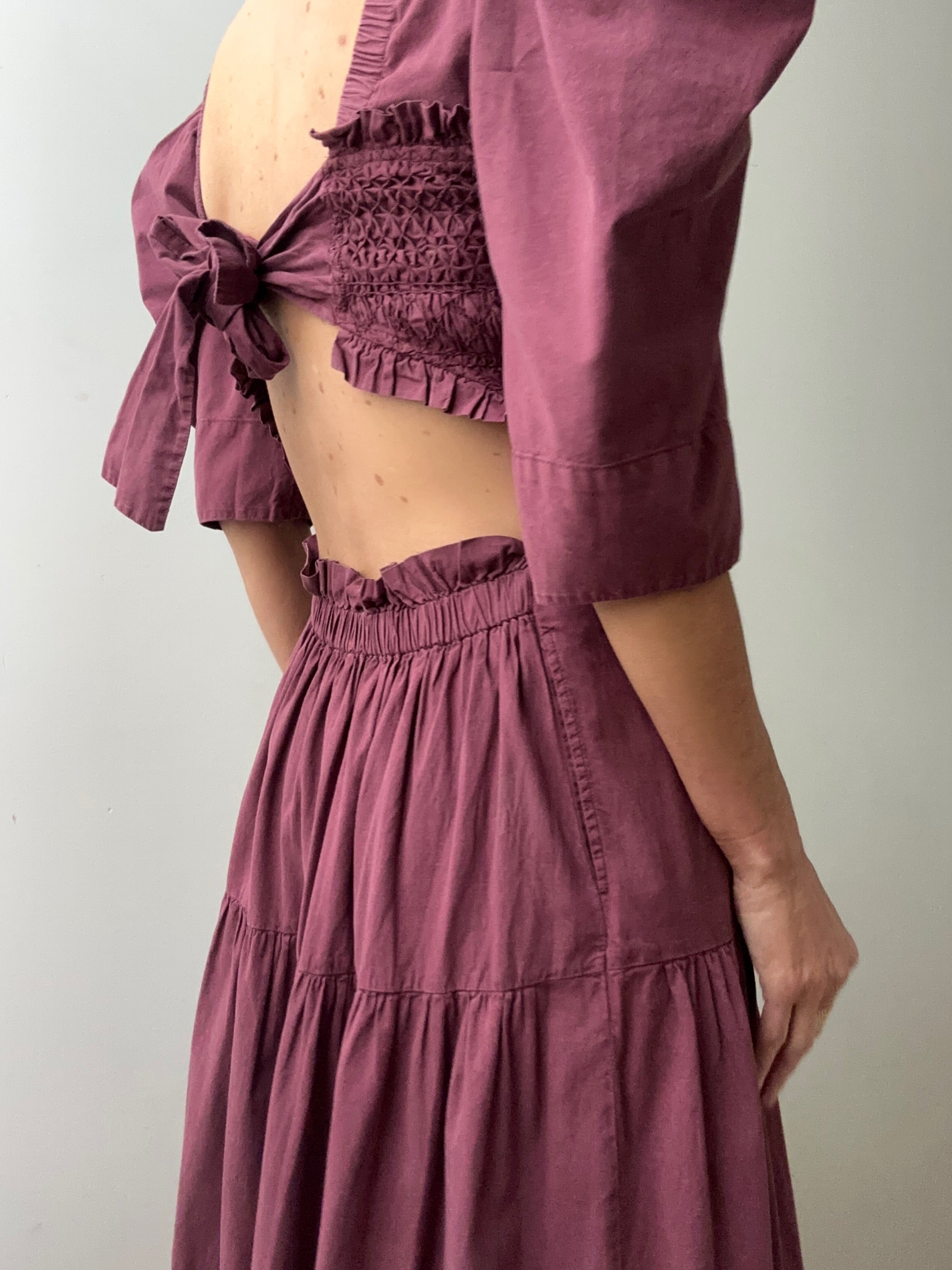 Sea Dresses Sea NY Layered Shirred Midi Dress Maroon