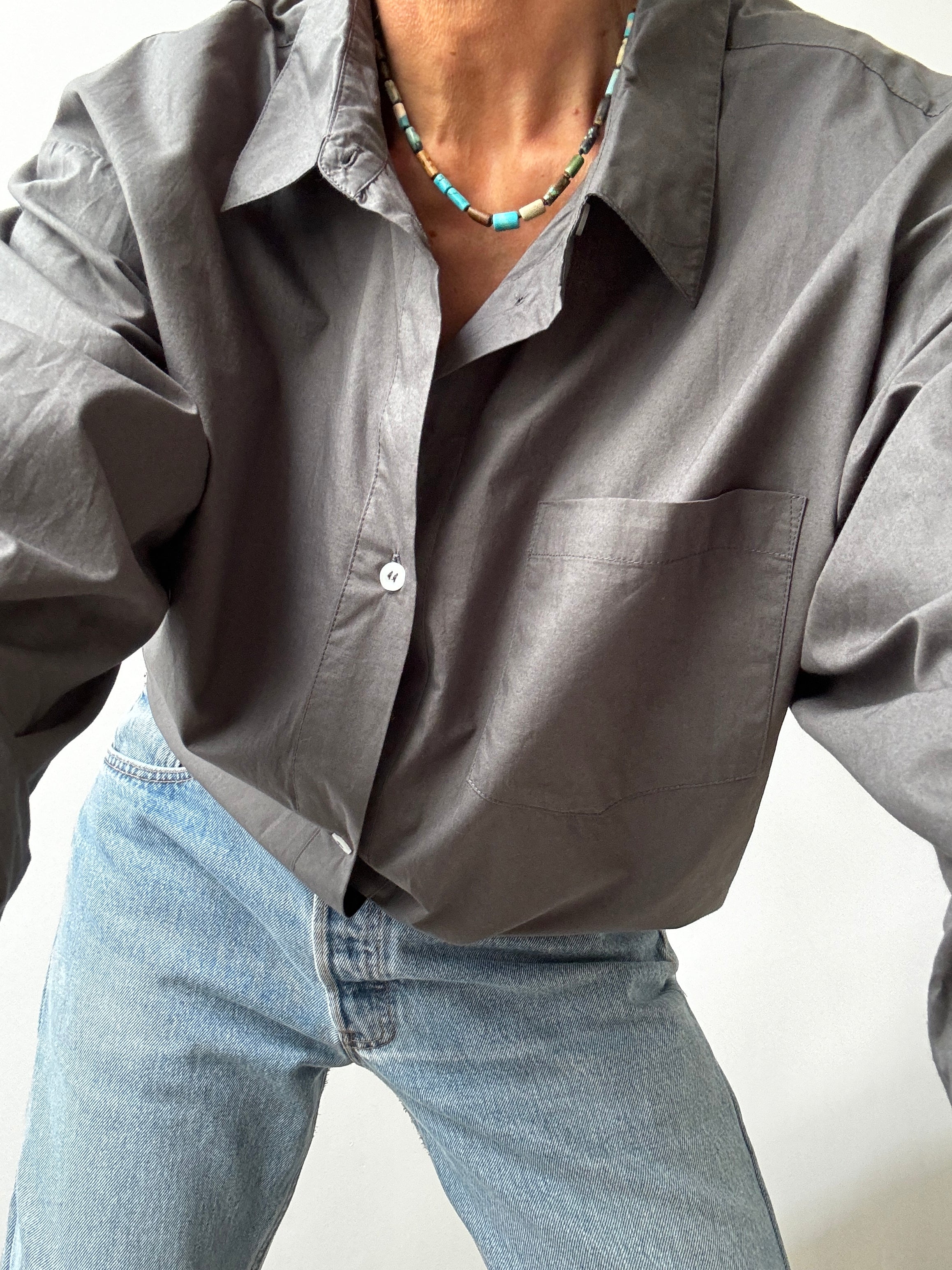 Skall Studio Shirts Organic Cotton Edgar Shirt Asphalt